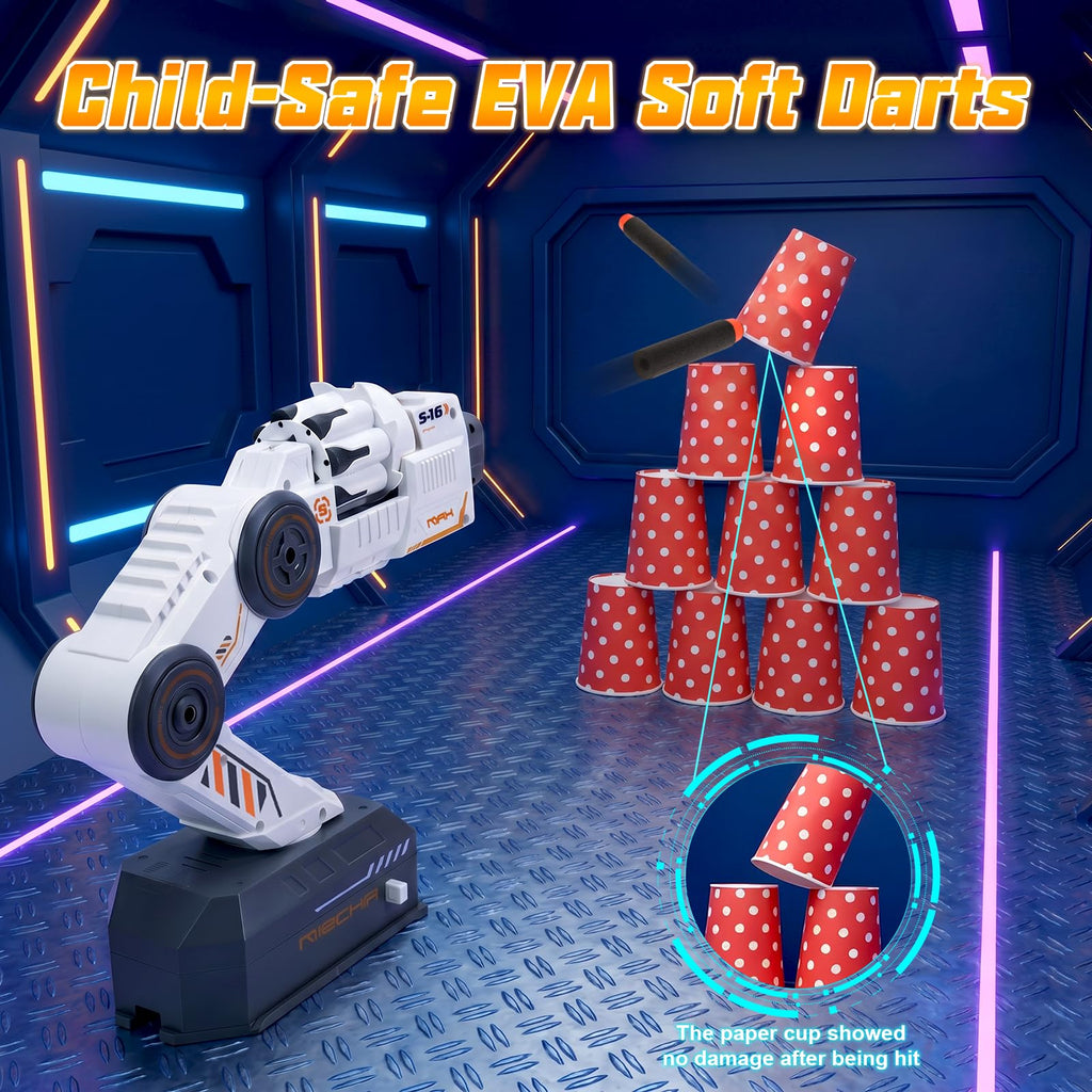 Smart Tracking Mechanical Arm Toy, Cool Inductive Robot Arm Tracking Blaster, Shoulder Mounted Robot with Remote Control (1000 PCS Water Bullets)