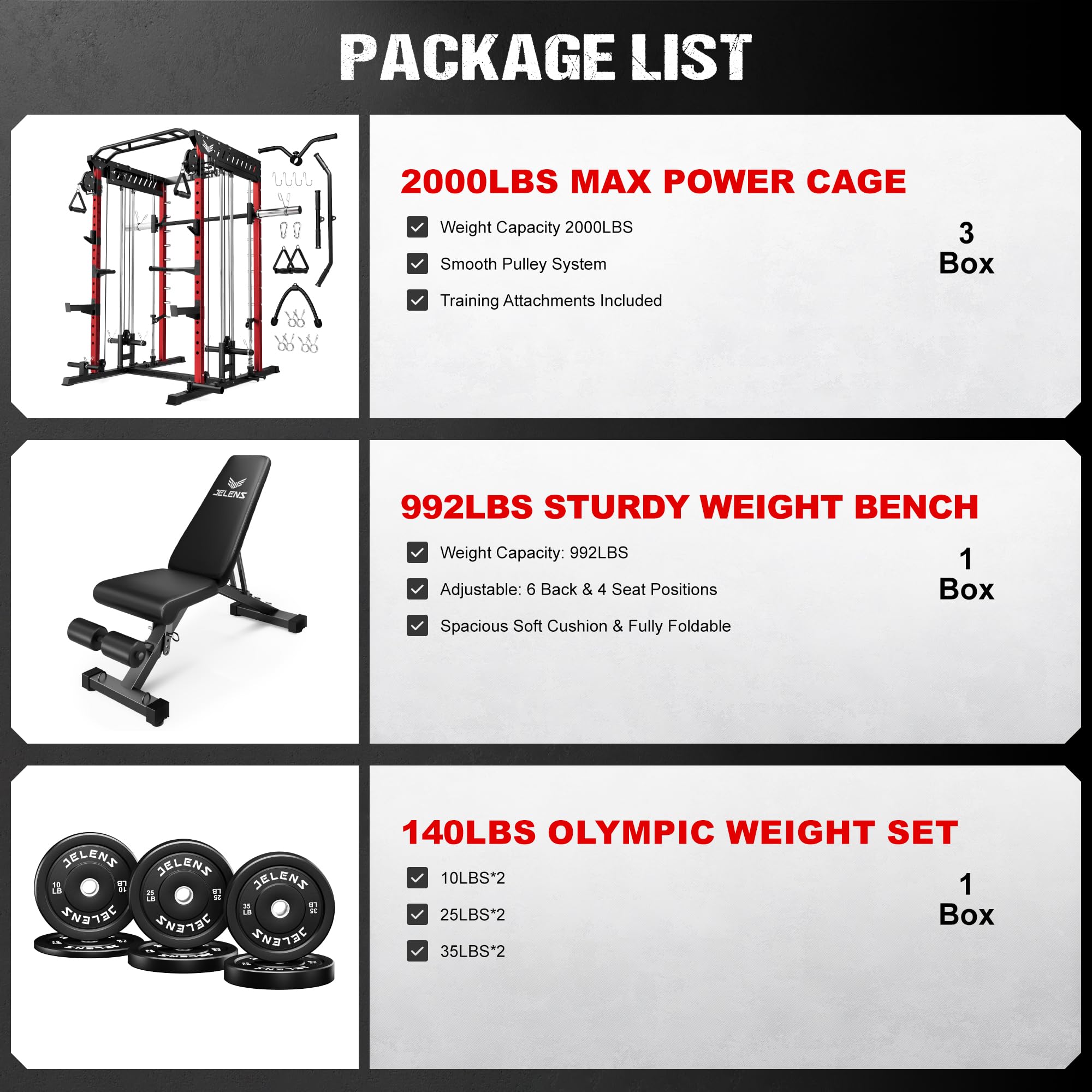 JELENS M21 Smith Machine, Multi-Function Power Cage with Dual Pulley Cable Crossover System, 2000LBS All-in-One Squat Rack with Smith Bar and Attachments for Home Gym