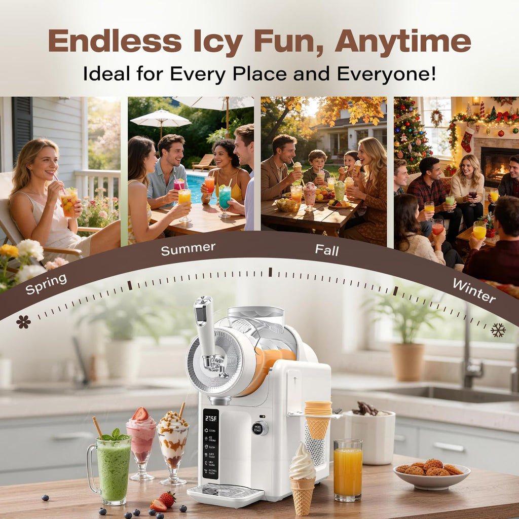 SYINTAO Slushie Machine No Ice Needed, 2-in-1 Frozen Drink & Soft Serve Ice Cream Maker, Self-Chilling Slushy Maker with 5 Presets, LED Display & Auto Clean for Home & Party (Black)