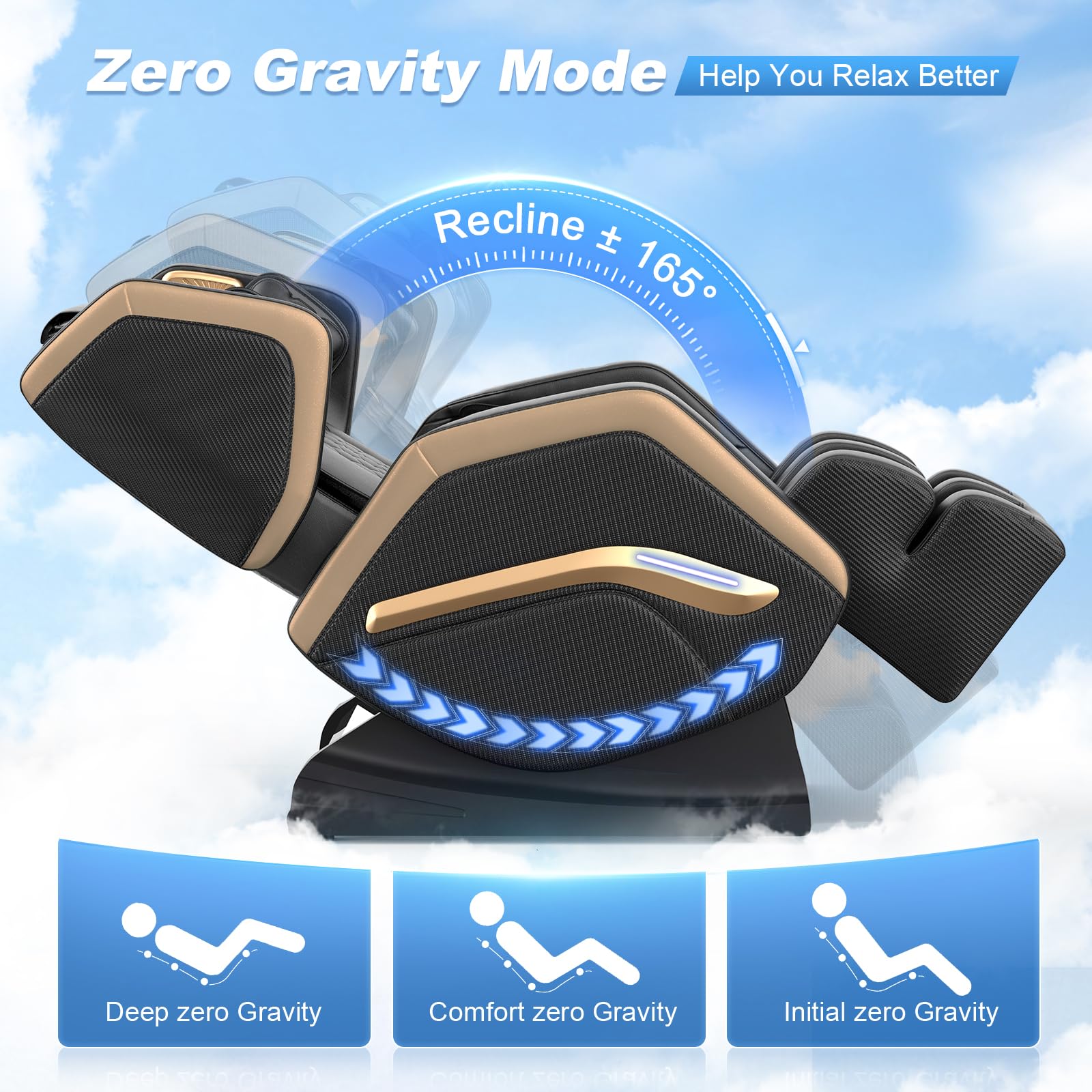 Massage Chair Full Body, Zero Gravity Massage Chair 2026 for Back Fatigue with 10 Fixed Rollers, Heating, Airbags, Phone Controller, Nightlights, Bluetooth Speaker for Living Room, Bedroom