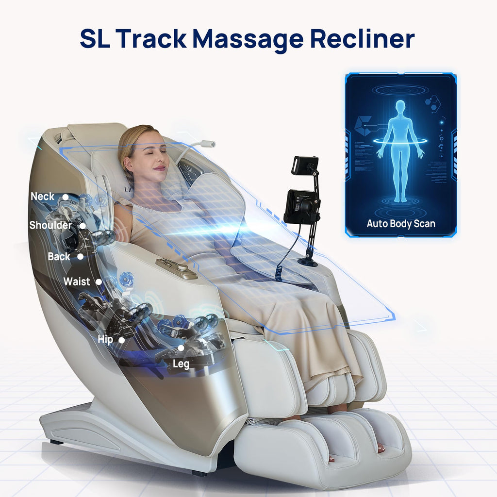 VAT Massage Chair Full Body VibroAcoustic Sonic Wave, SL-Track Zero Gravity Recliner with 25 Auto Modes, Smart Body Scan, Extendable Footrest, Reading Lamp, Black
