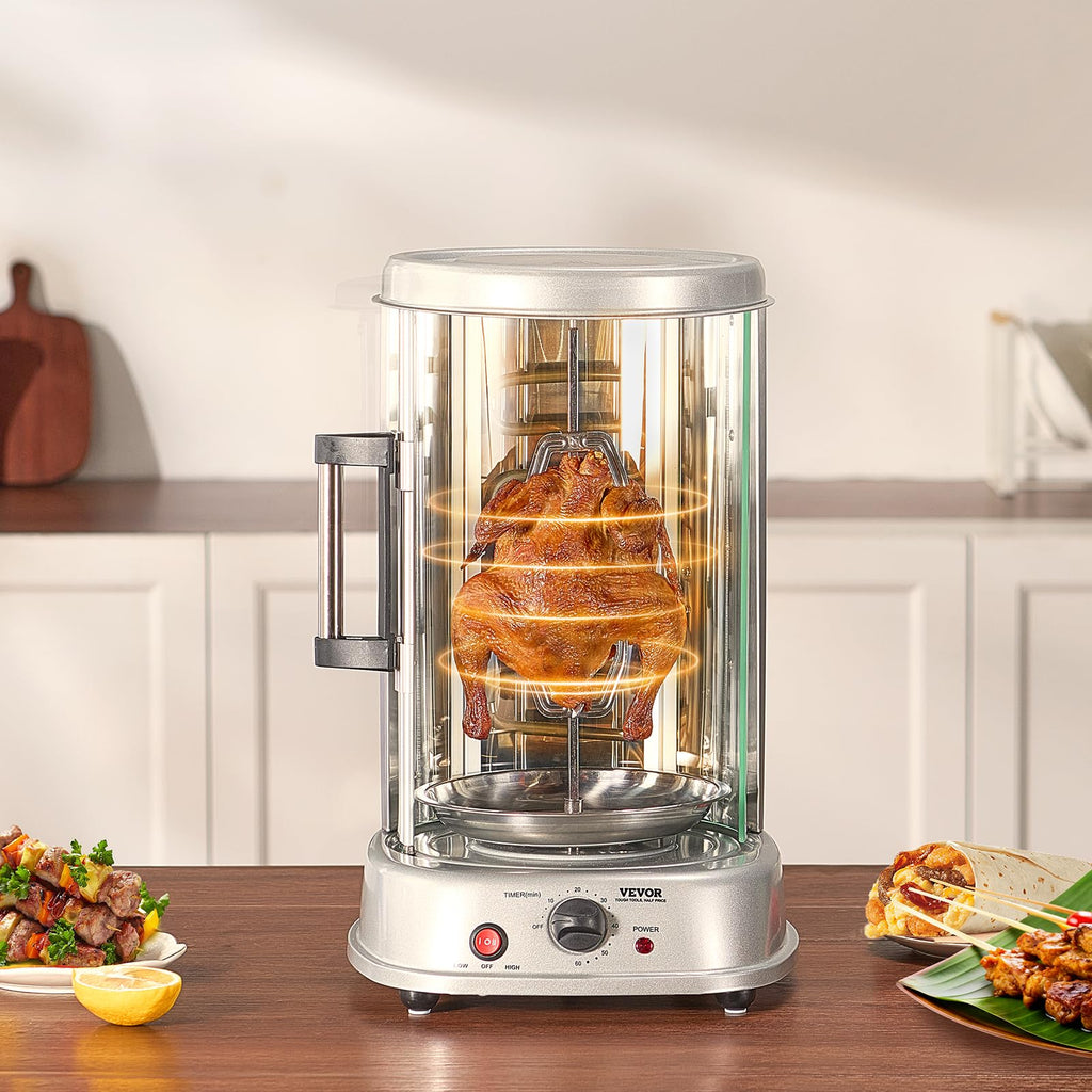 VEVOR Shawarma Grill Machine, Chicken Shawarma Cooker Machine Countertop, Electric Stainless Steel Broiler Gyro Rotisserie Oven Doner Kebab Machine, for Home Restaurant Kitchen Parties