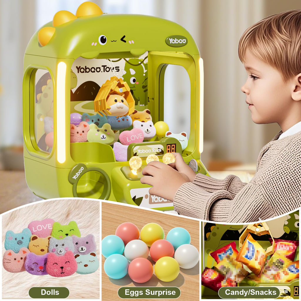 64 PCS Large Claw Machine for Kids Dinosaur,Vending Machine Toys for Boys 5 6 7 8 Year Old,Candy and Prize Electronic Dispenser Game Ages 5-7 6-8,Birthday Gift for 3 4 5 6 Year Old Boy Girl
