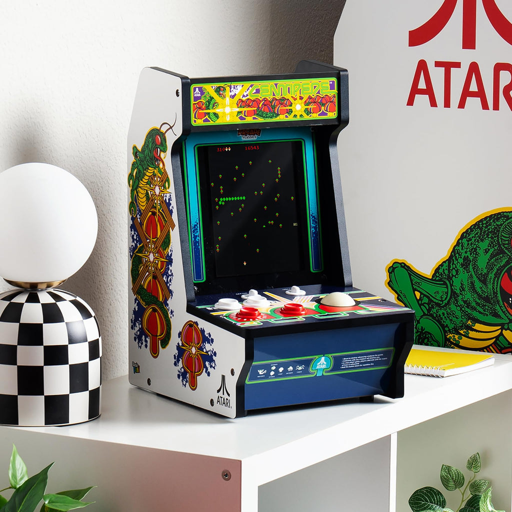 Arcade Classics - Atari Asteroids Counter Series Game Machine, 5 Games, 8" Liquid Crystal Screen - Mini Cabinet, Portable Gaming, Retro, Countertop Console, Basement Decoration, Man Cave