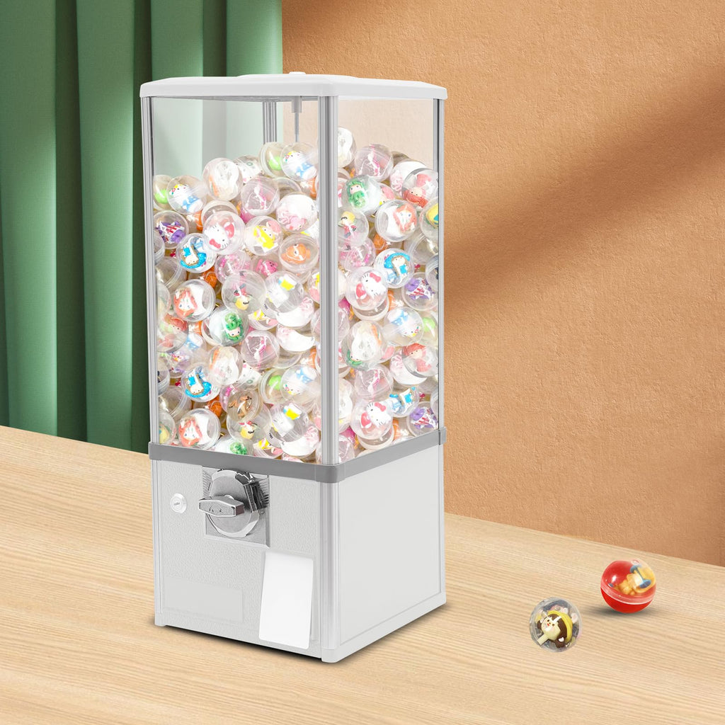 Commercial Candy Vending Machine, 4-Quarter Operated Toy Dispenser with Key Lock, 250-Capacity Capsule Vendor for Arcades Stores, 1.77-1.97in Toys (Black)