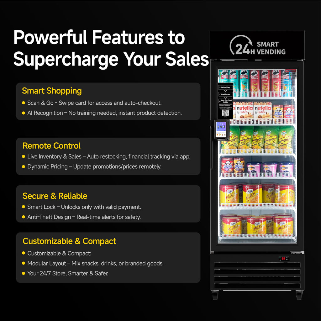 Vending Machine Combo,Smart Refrigerated Vending Machine with Touch Card Reader US542(Black, Pro)