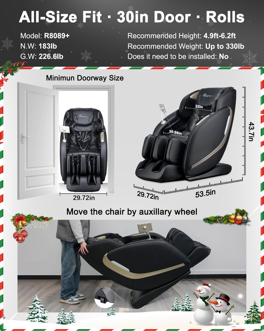 EASPEARL Massage Chair Full Body,53.15in SL-Track,Zero Gravity Massage Chair with Heat, Auto Footrest,OTA Upgraded 24 Auto Modes,LCD Screen,36 Airbags, Bluetooth&APP Control, Shiatsu&Thai Stretch