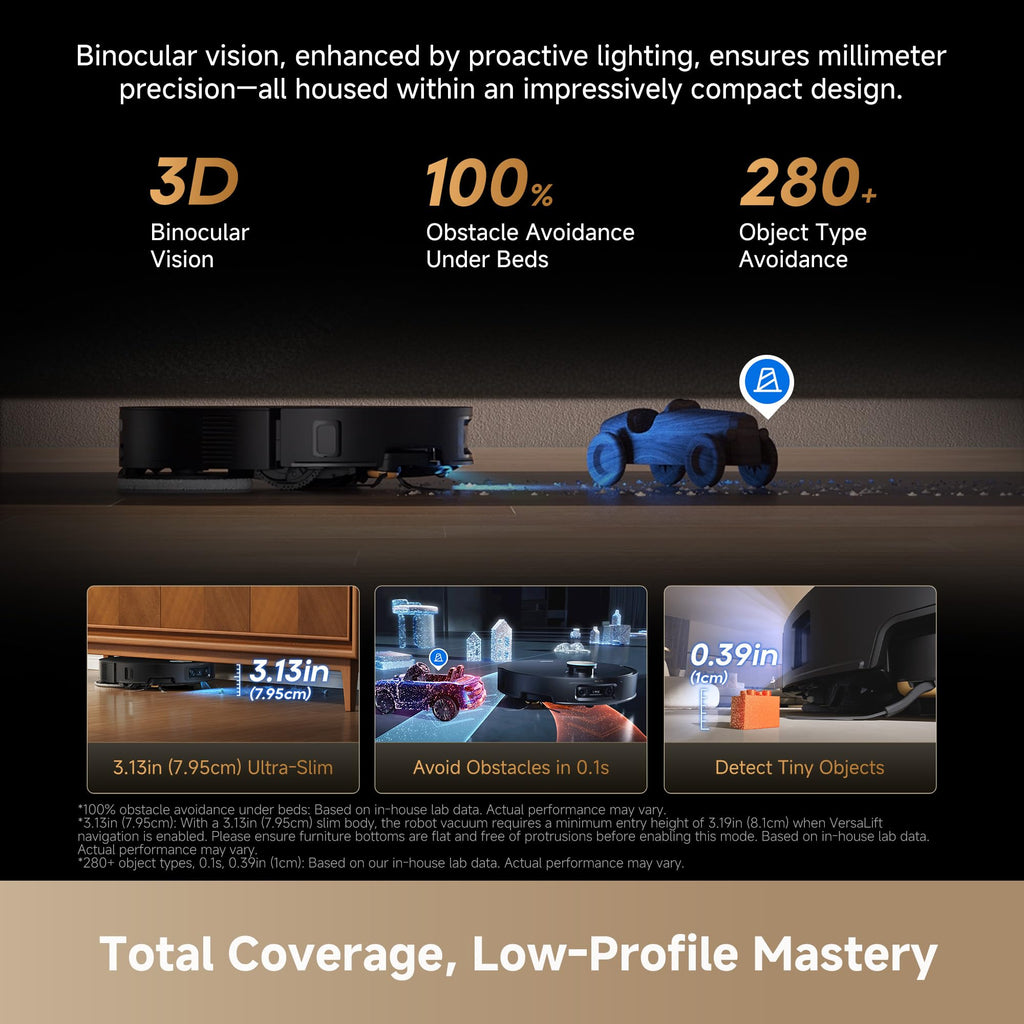 DREAME X60 Max Ultra Complete Robot Vacuum and Mop, Ultra-Thin Design, 35,000Pa Suction, Self Emptying&Refilling, Mop Self-Cleaning, 280+ Obstacle Avoidance, White