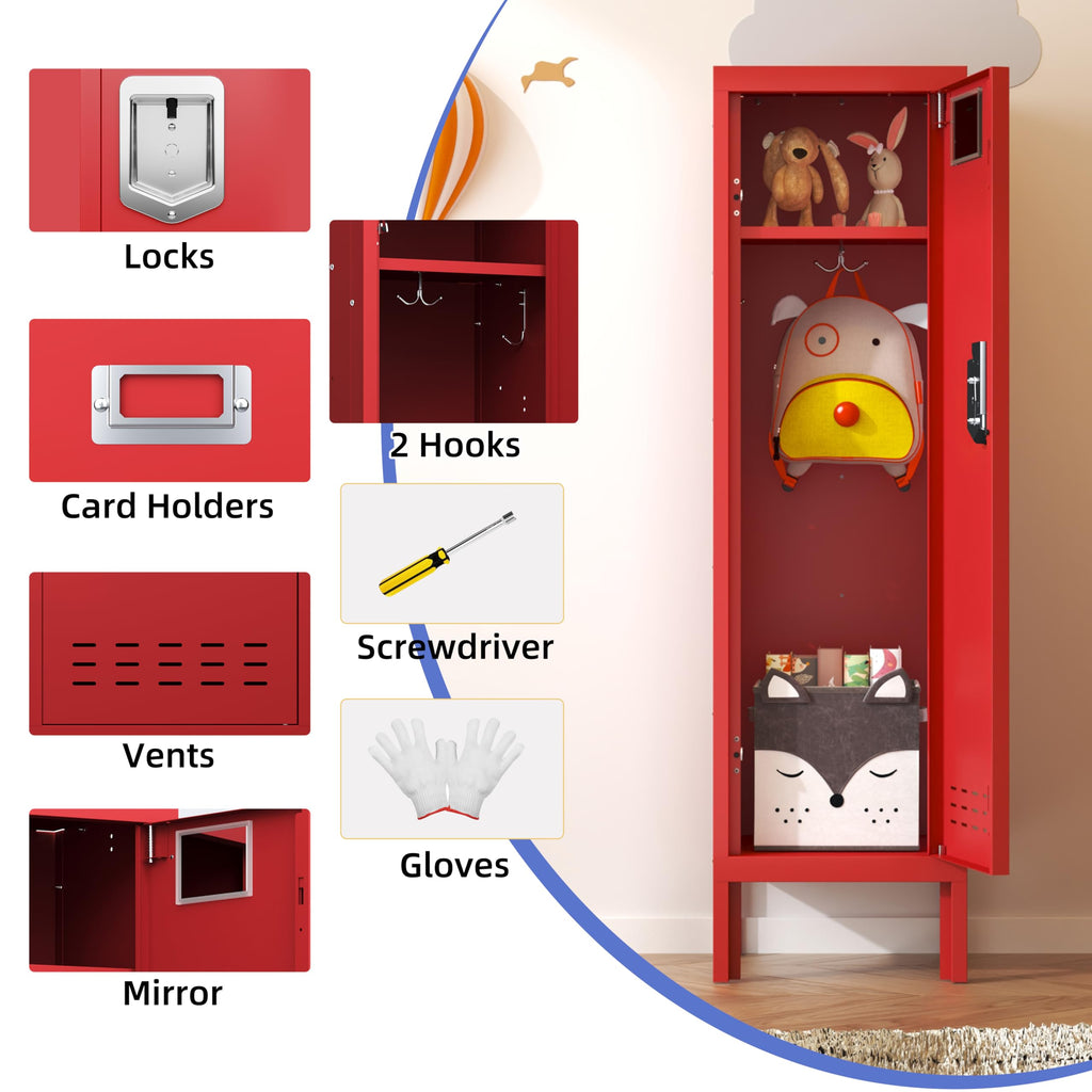 BUTISOW Metal Lockers - 66" Height Steel Lockers for Employees with 5 Door Storage Locker with Card Slot for Employees Gym School Home Office Garage - Assembly Required