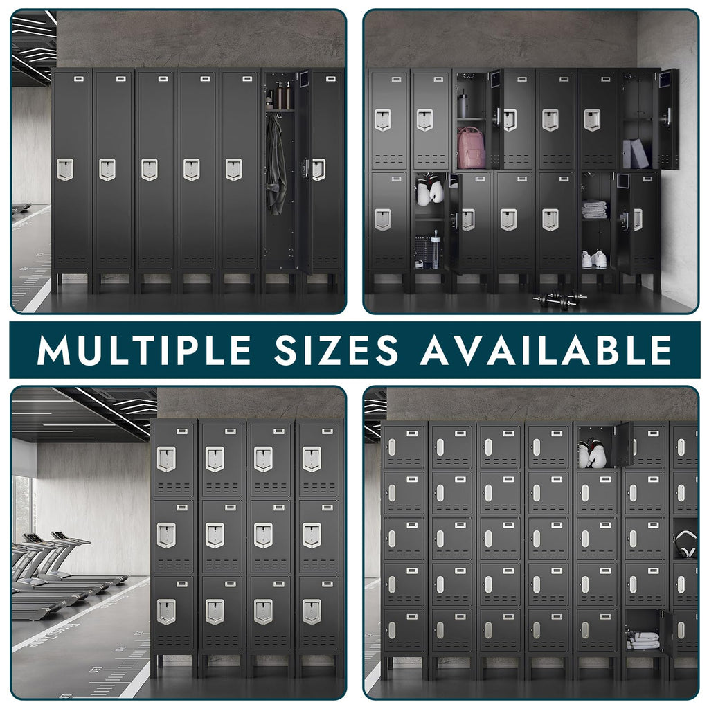BUTISOW Metal Lockers - 66" Height Steel Lockers for Employees with 5 Door Storage Locker with Card Slot for Employees Gym School Home Office Garage - Assembly Required