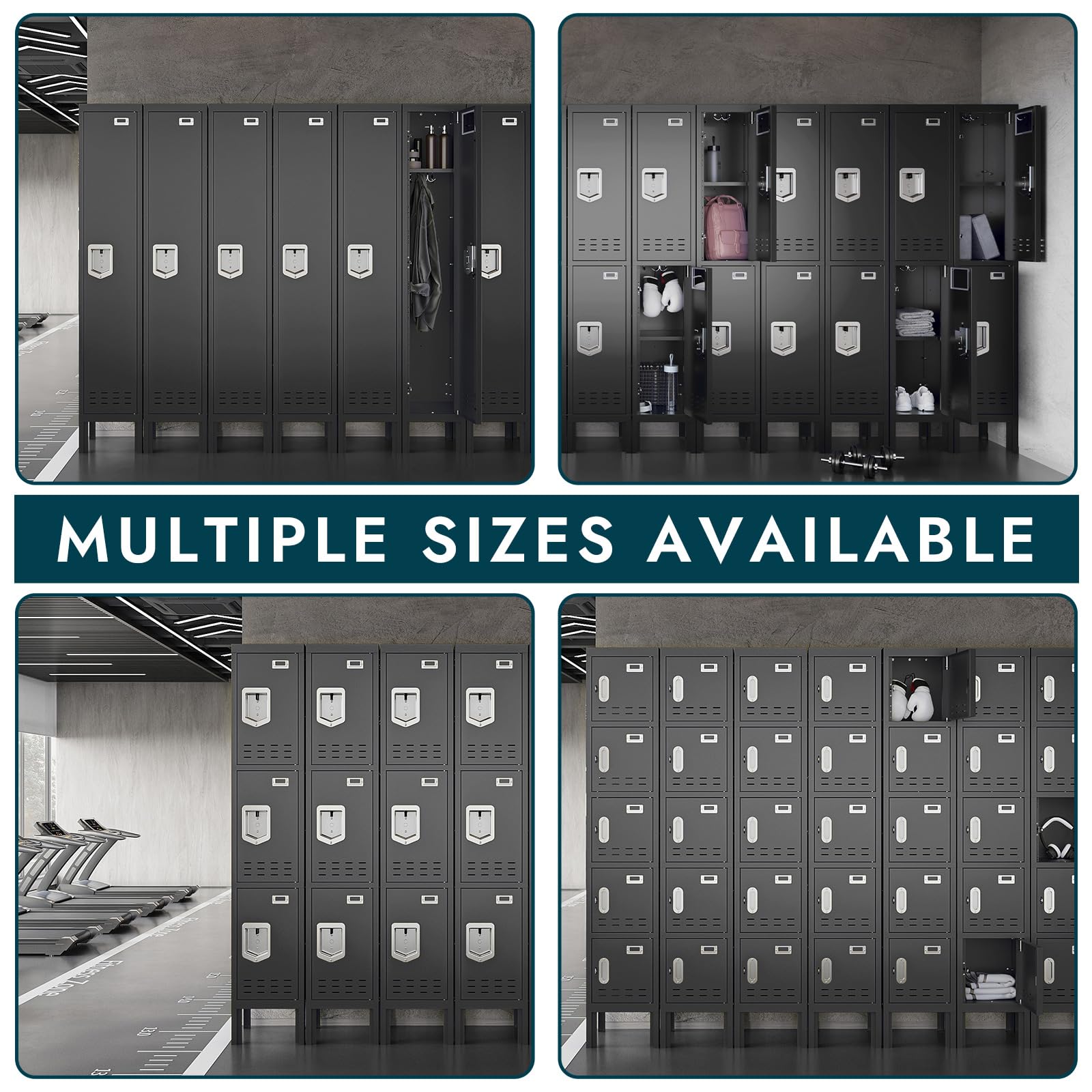 BUTISOW Metal Lockers - 66" Height Steel Lockers for Employees with 5 Door Storage Locker with Card Slot for Employees Gym School Home Office Garage - Assembly Required