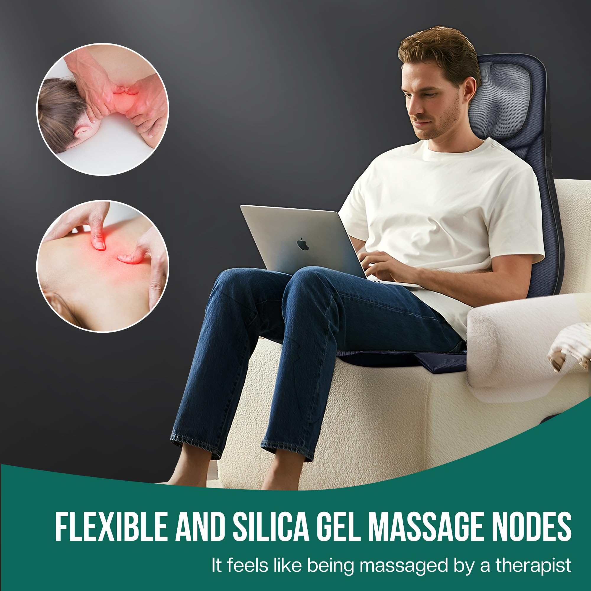 Snailax shiatsu Neck & Back Massager with Heat, Full Back Kneading Shiatsu or Rolling Massage, Massage Chair pad with Height Adjustment, Back Massager for Neck and Shoulder
