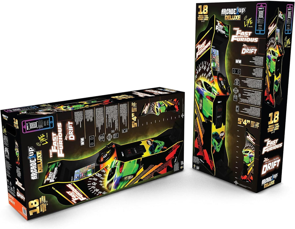 ARCADE1UP The Fast & The Furious Deluxe Arcade Game for Your Home, with 5-Foot-Tall Stand-up Cabinet, 2 Classic Games, and 17-inch LCD Screen