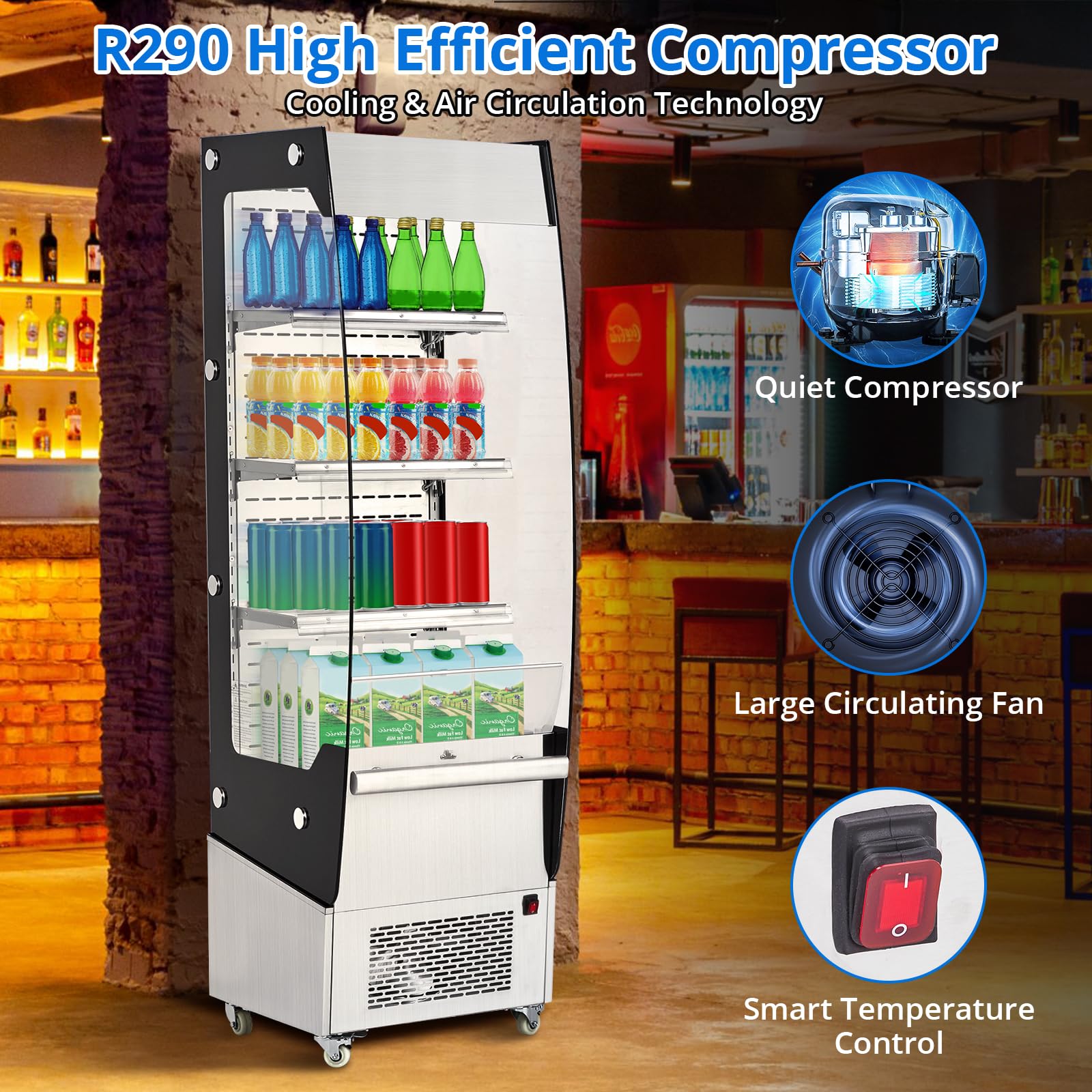 IDEALHOUSE Commercial Refrigerator, Commercial Merchandiser 26.8 Cu Ft Refrigerator, Refrigerator with 2 Glass Door and LED Light, Large Business Cooler for Home Restaurant Grocery Stores