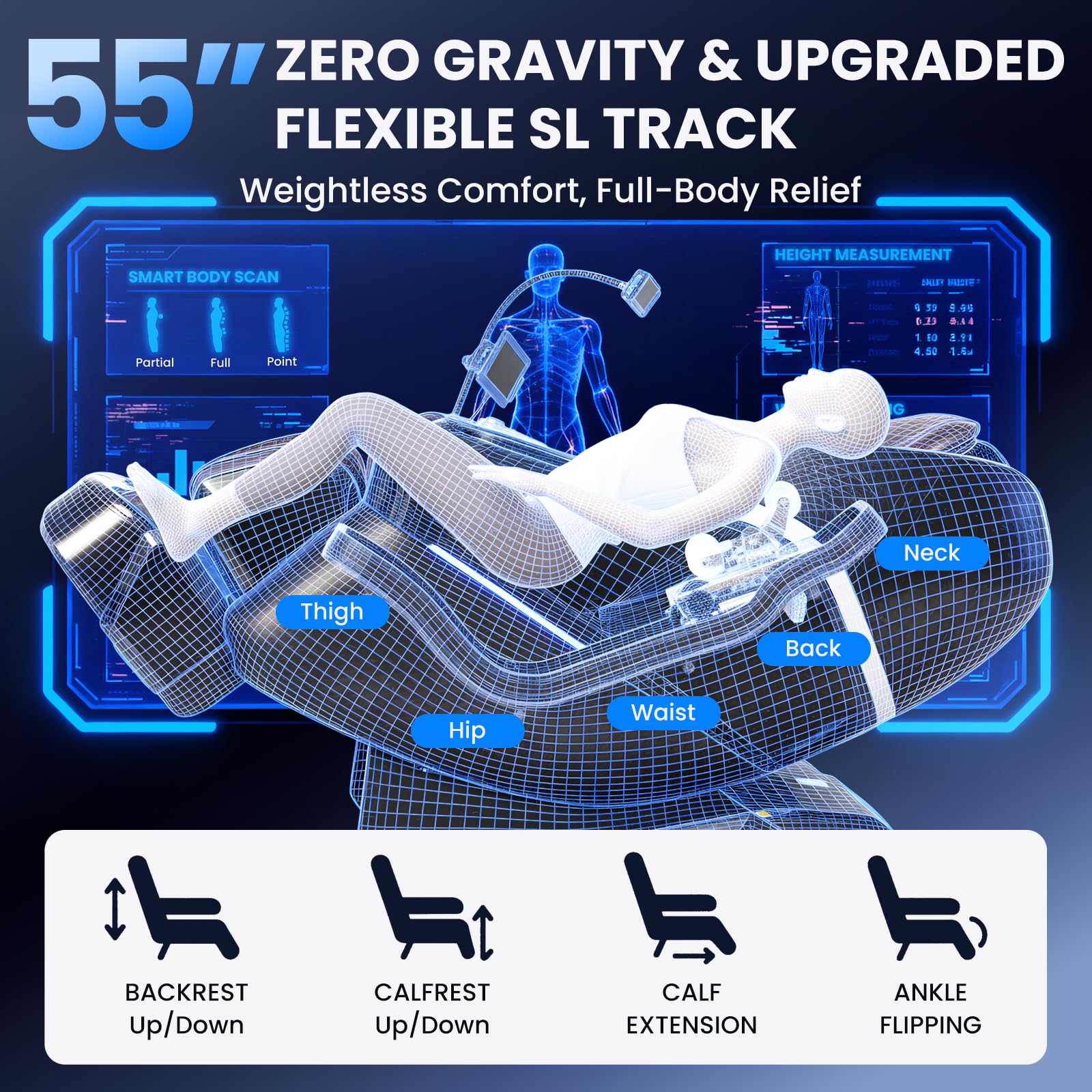 4D Massage Chair Full Body, Unique 2026 Space Walk & Ankle Stretch, Zero Gravity SL-Track Shiatsu Massage Chair Recliner with Electric Calfrest Extension & Foot Rollers, AI Voice, S002 White