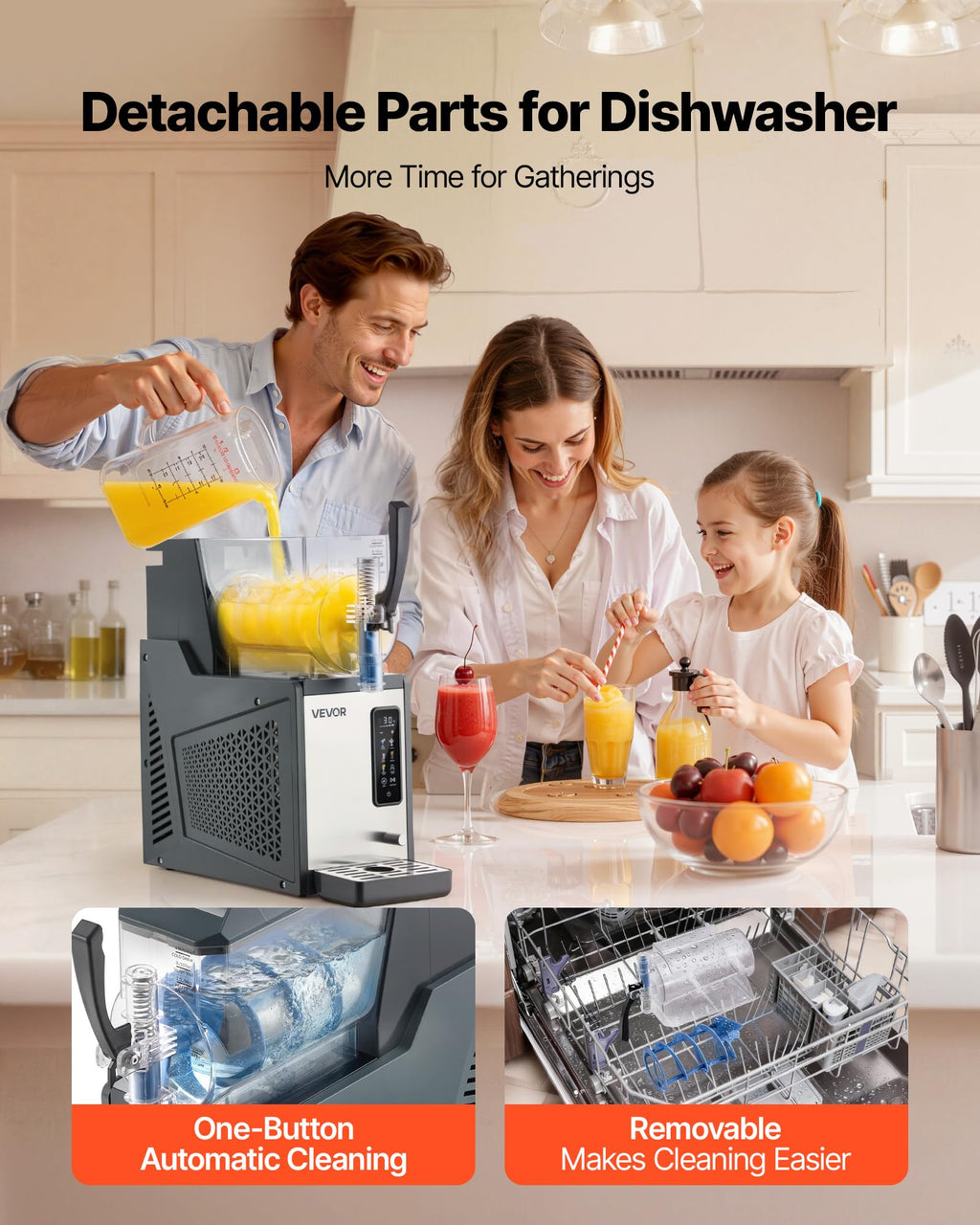 VEVOR Slushie Machine, 4L/135oz No Ice Needed Slushy Machine for Home, Frozen Drink Maker with Single Tank, Margarita Machine with Self-Cleaning, for Frozen Margaritas, Frappés, Milkshake & More
