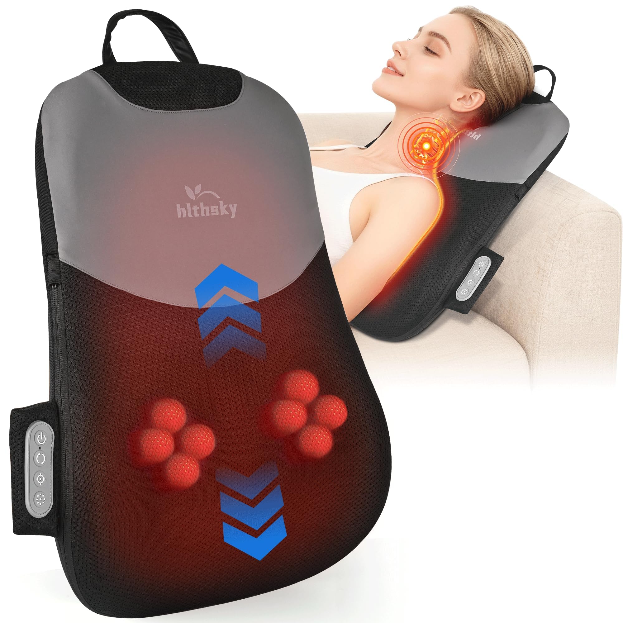 Shiatsu Neck and Shoulder Massager with Heat, Back Massager for Pain Relief Deep Tissue, 3D Kneading Massager for Chair Home Office Car, Gifts for Mom, Dad, Women (Black)