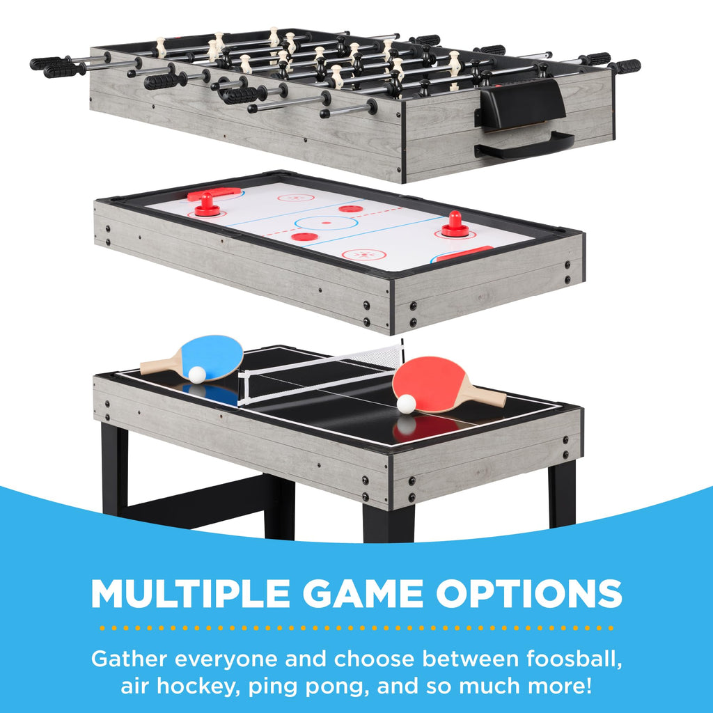 Best Choice Products 2x4ft Combo Game Table Set for Home, Game Room, Friends & Family w/Hockey, Foosball, Pool, Shuffleboard, Ping Pong, Chess, Checkers, Bowling, and Backgammon