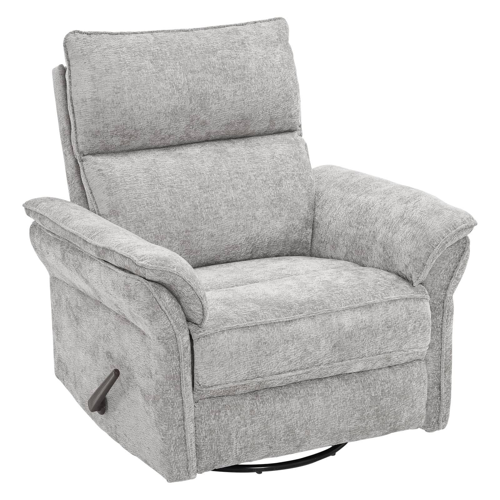 Oversized Rocking Chair Nursery with Massage and Heat, Glider Recliner Nursery Chair with Adjustable Headrest, Power Swivel Rocker Recliner Chair with USB Port, Dark Grey