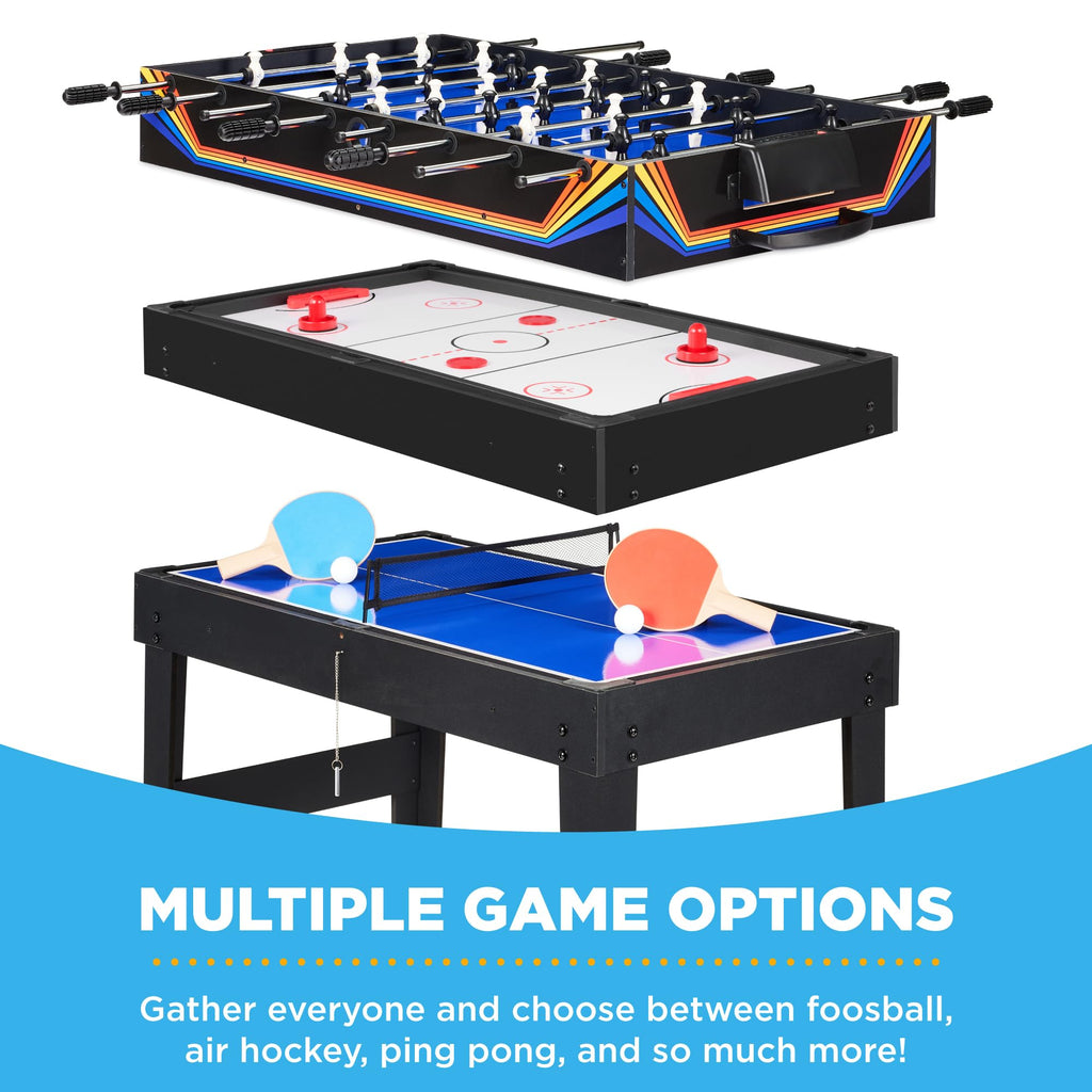 Best Choice Products 2x4ft Combo Game Table Set for Home, Game Room, Friends & Family w/Hockey, Foosball, Pool, Shuffleboard, Ping Pong, Chess, Checkers, Bowling, and Backgammon