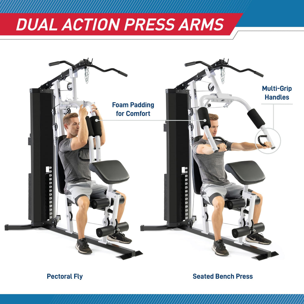 Marcy 150lb. Stack Home Gym with Pulley, Arm, and Leg Developer Multifunctional Workout Station for Weightlifting and Bodybuilding