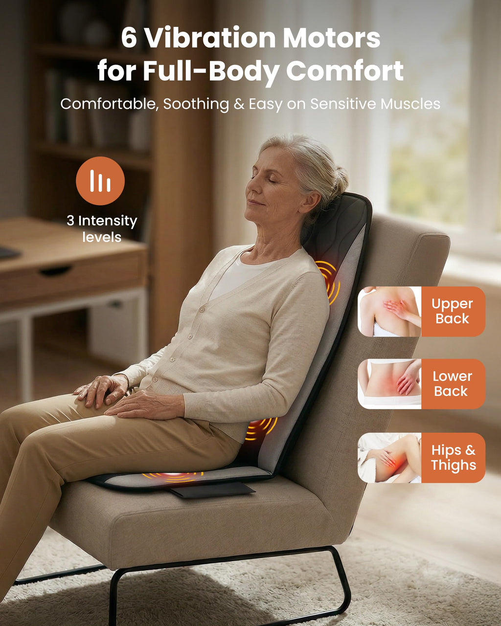 CILI Massage Chair Pad,Back Massager with Heat,Massage Seat Cushion with 10 Vibration Motors,30-60-90 Minutes Heating Options,Chair Massager for Office Chair, Home Office Use, Relaxation Father Gift
