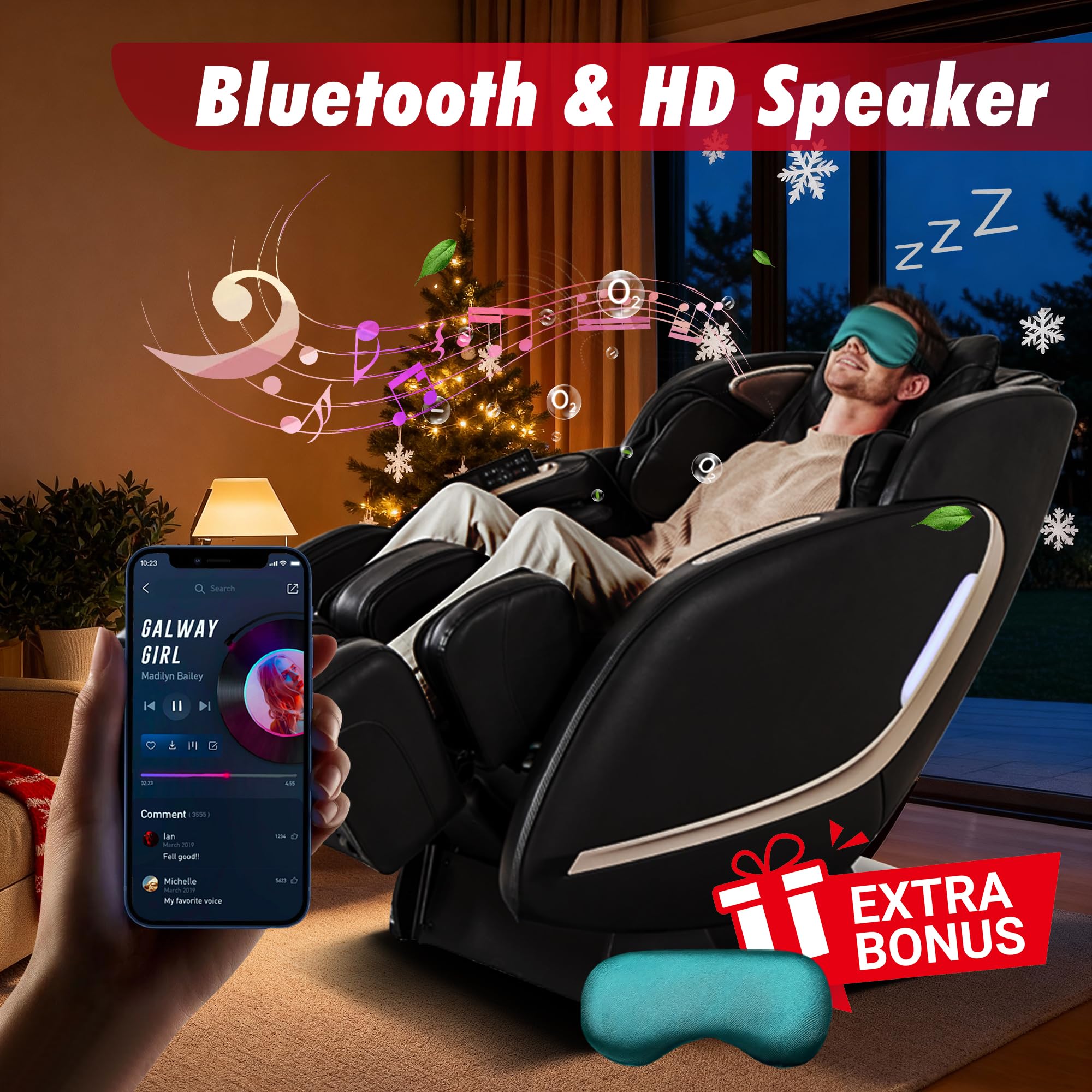 EASPEARL Massage Chair Full Body,53.15in SL-Track,Zero Gravity Massage Chair with Heat, Auto Footrest,OTA Upgraded 24 Auto Modes,LCD Screen,36 Airbags, Bluetooth&APP Control, Shiatsu&Thai Stretch