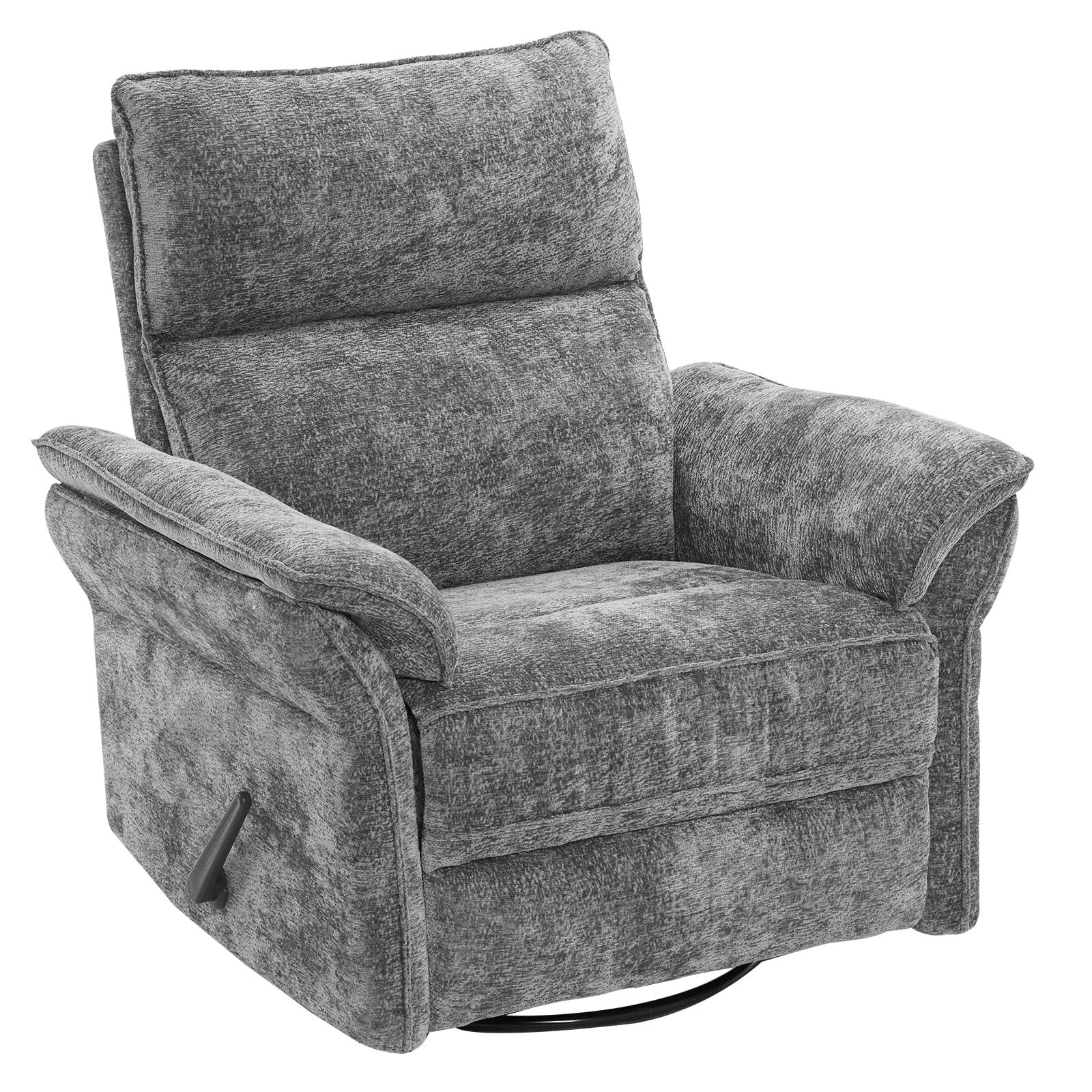 Oversized Rocking Chair Nursery with Massage and Heat, Glider Recliner Nursery Chair with Adjustable Headrest, Power Swivel Rocker Recliner Chair with USB Port, Dark Grey