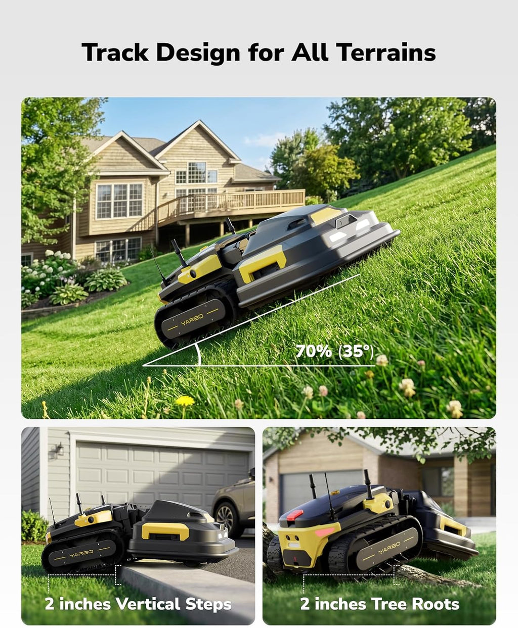 YARBO Robot Lawn Mower for Large Yard up to 6 Acres, Perimeter Wire Free, Modular Design, 1.2"-4.0" Cutting Height, 70% Slopes, Auto Recharging, AI Vision & RTK for Navigation