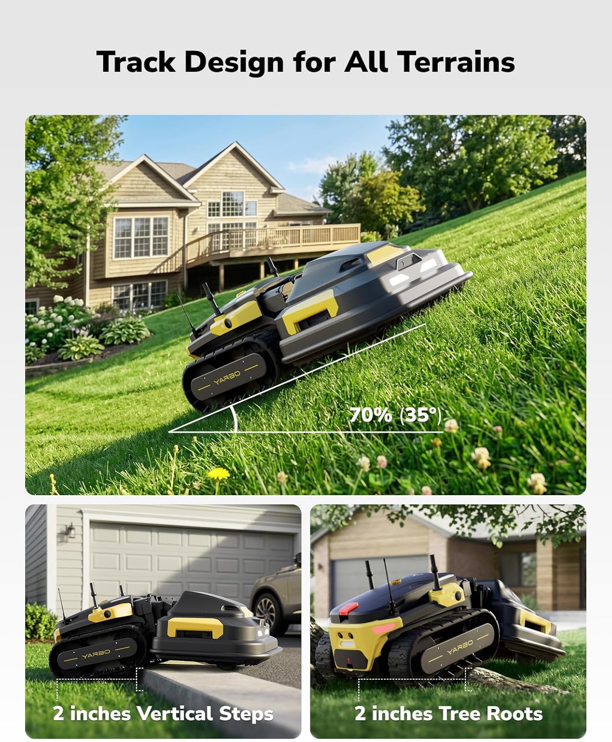 YARBO Robot Lawn Mower for Large Yard up to 6 Acres, Perimeter Wire Free, Modular Design, 1.2"-4.0" Cutting Height, 70% Slopes, Auto Recharging, AI Vision & RTK for Navigation