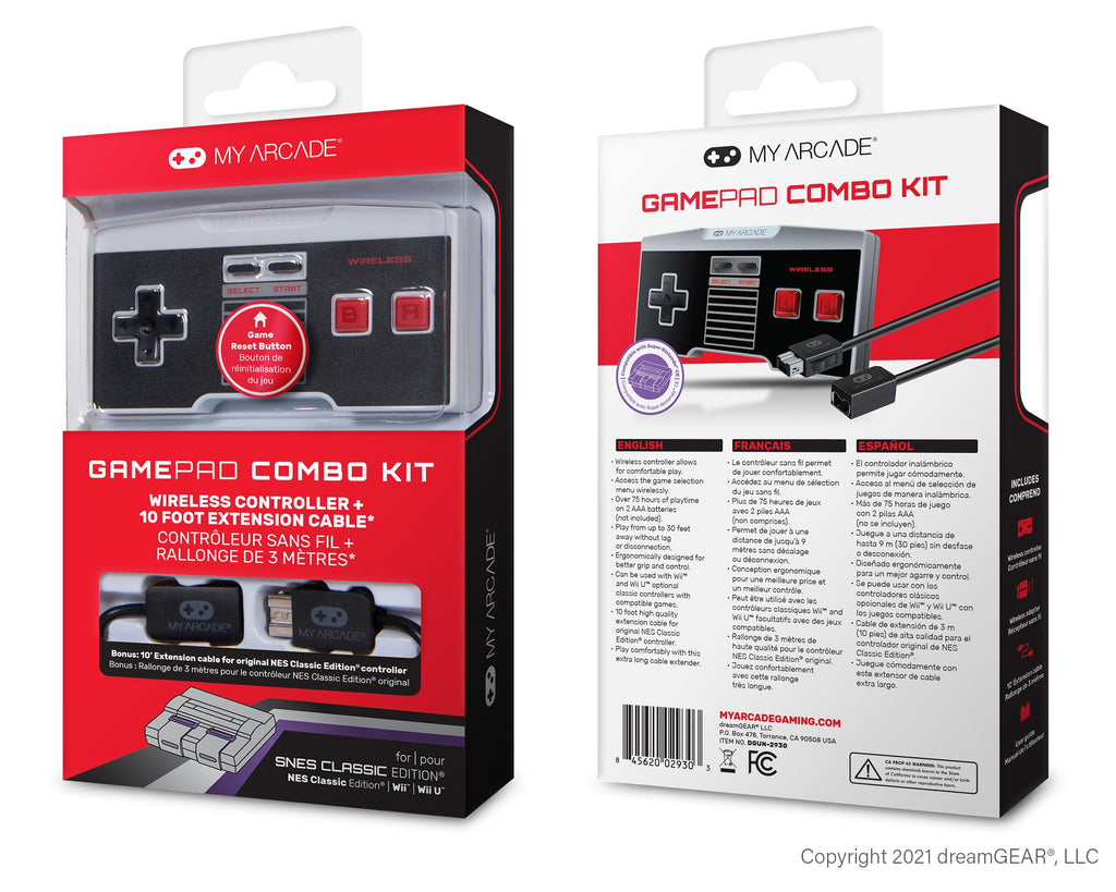 My Arcade Super Gamepad - Wireless Gaming Controller for Nintendo SNES Classic, NES Classic, Super Famicom, Wii, Wii U (Super NES Colors)