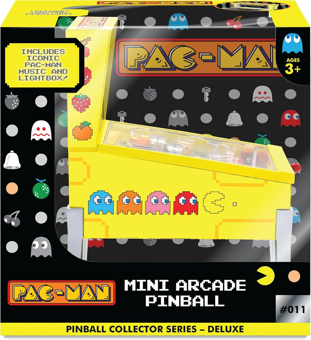 Pac-Man: Mini Arcade Pinball - Deluxe Collector Series, Lights & Sounds, Classic Tabletop Game, Skill Shot Challenges, Licensed Toy, Adults & Kids 3+