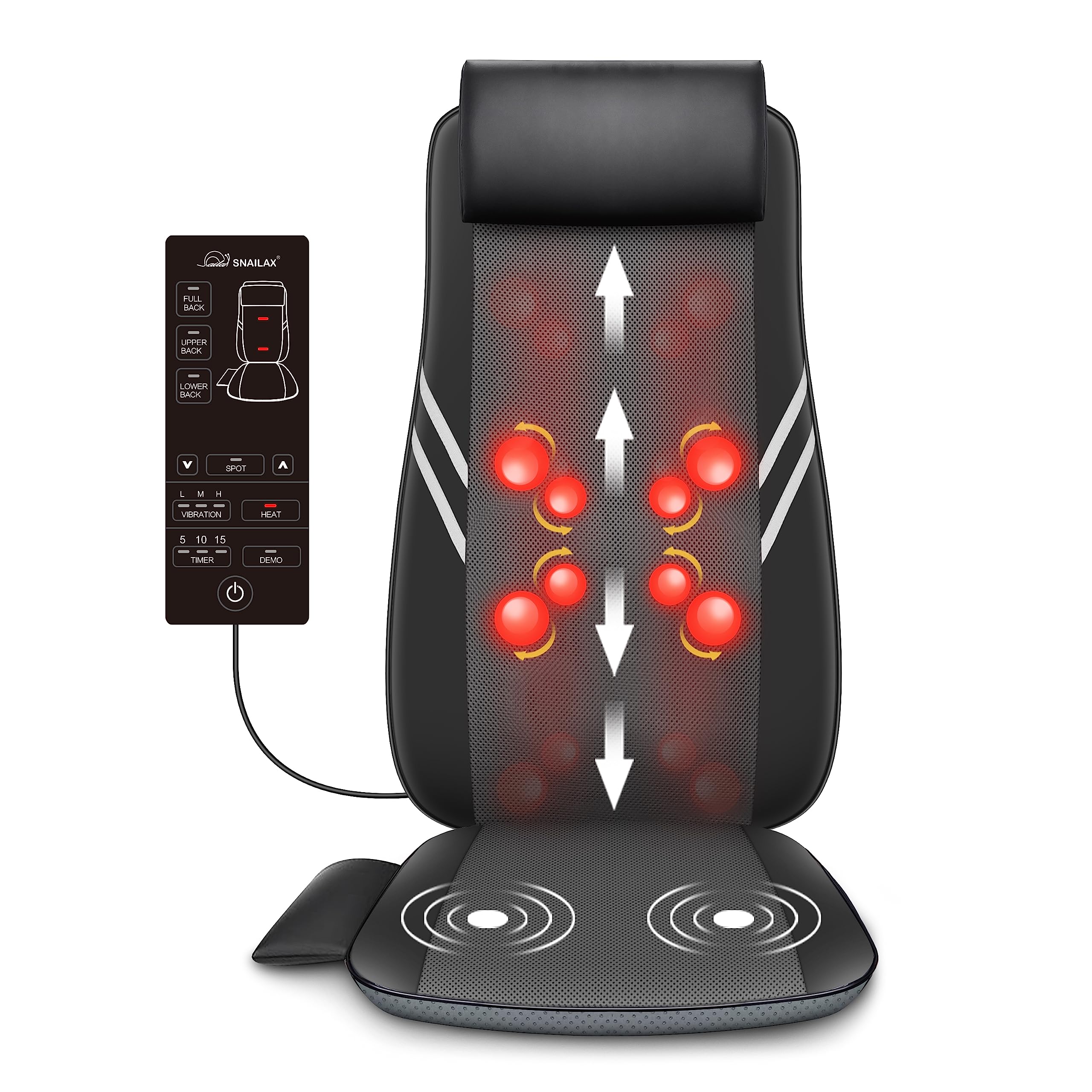 Snailax Shiatsu Back Massager for Back Pain Deep Tissue, Lower Back Neck Massager with Heat, 3D Kneading Back Massager for Chair, Massage Pillow as Gifts for Mom, Dad, Women