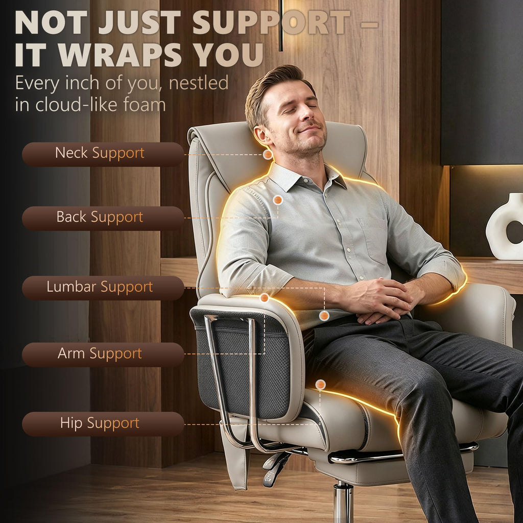 HOMCOM Massage Office Chair with 6-Point Vibration, 155° Recline & Retractable Footrest, PU Leather Executive Computer Desk Chair with Lumbar Support, Pocket Springs, Wheels for Home Office, Black
