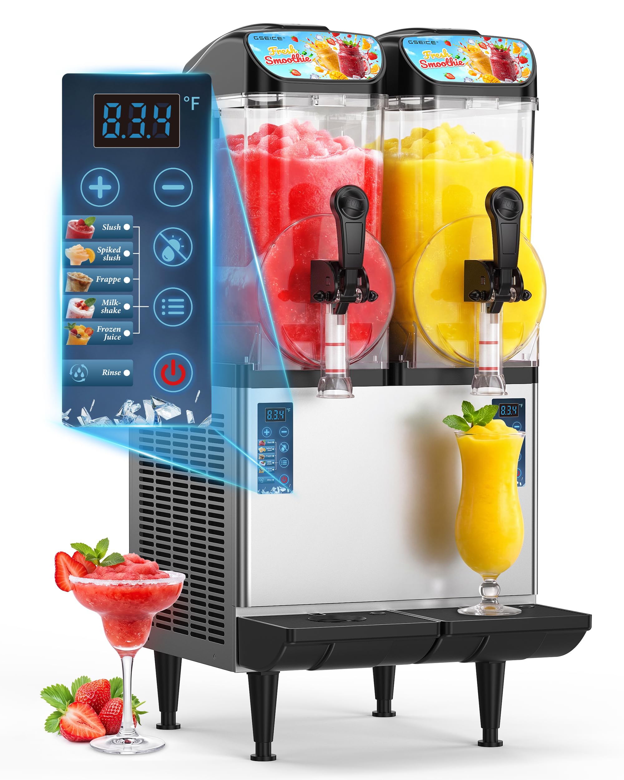 Commercial Slushy Machine 8Gal/30L, Margarita Slushie Smoothie Frozen Drink Maker,5-in-1,Wine Daiquiri Frapper Dispenser for Restaurants, Bars,Cafe and Home Party