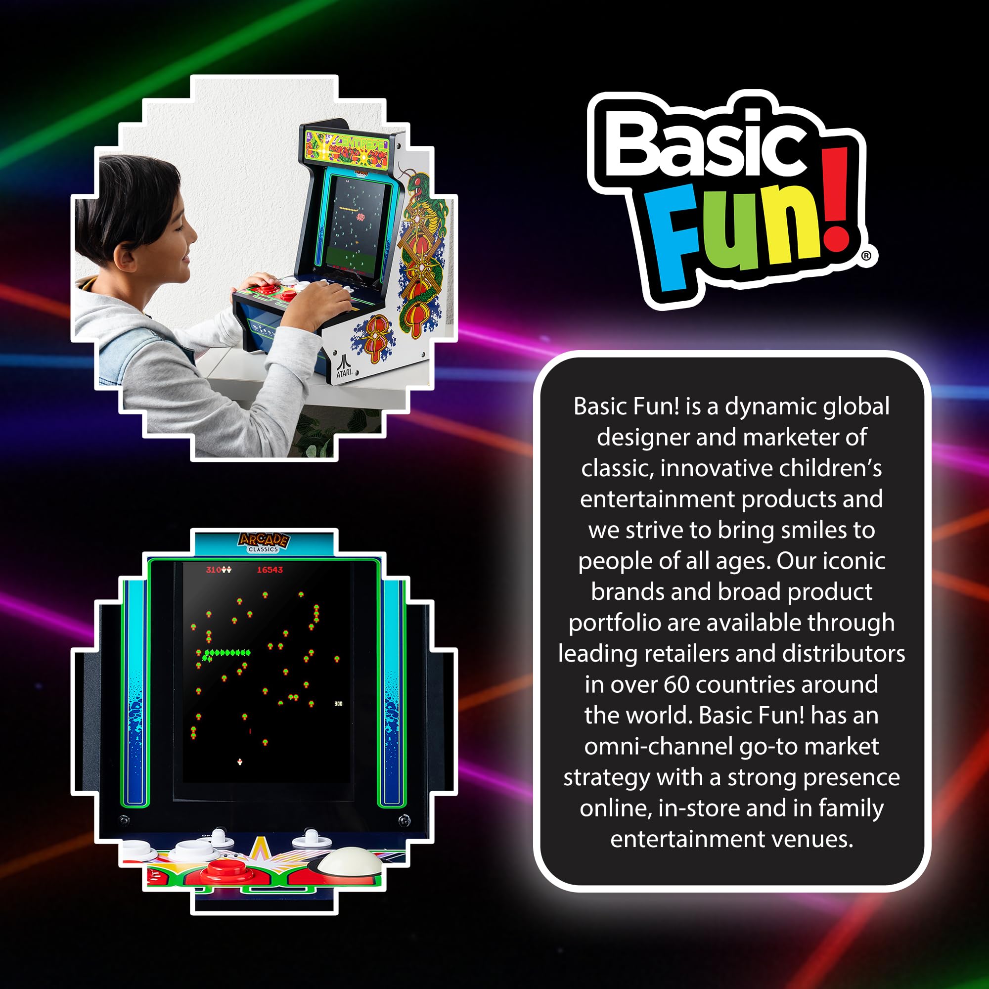 Arcade Classics - Atari Asteroids Counter Series Game Machine, 5 Games, 8" Liquid Crystal Screen - Mini Cabinet, Portable Gaming, Retro, Countertop Console, Basement Decoration, Man Cave
