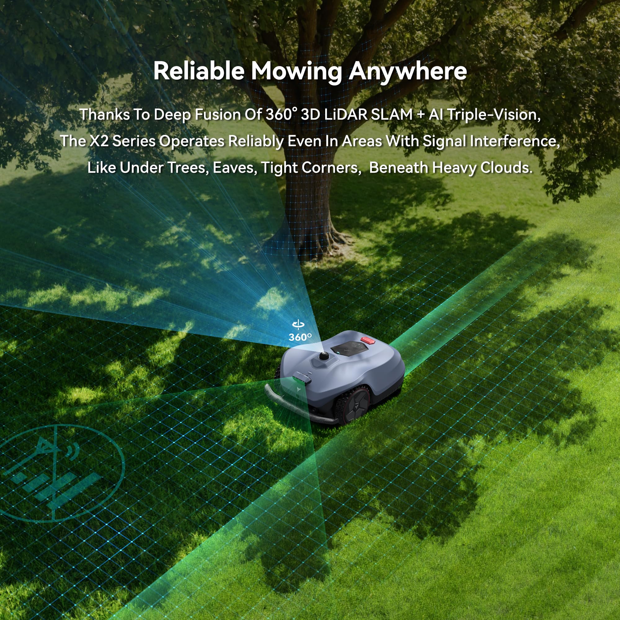 Neomow X SE 3D LiDAR Slam Mapping Robot Lawn Mower Perimeter Wireless for 3/4 Acres AI Vision Obstacle Avoidance with 4G, No RTK Antenna Required, App Control, GPS, IPX5, Anti-Theft, Queit