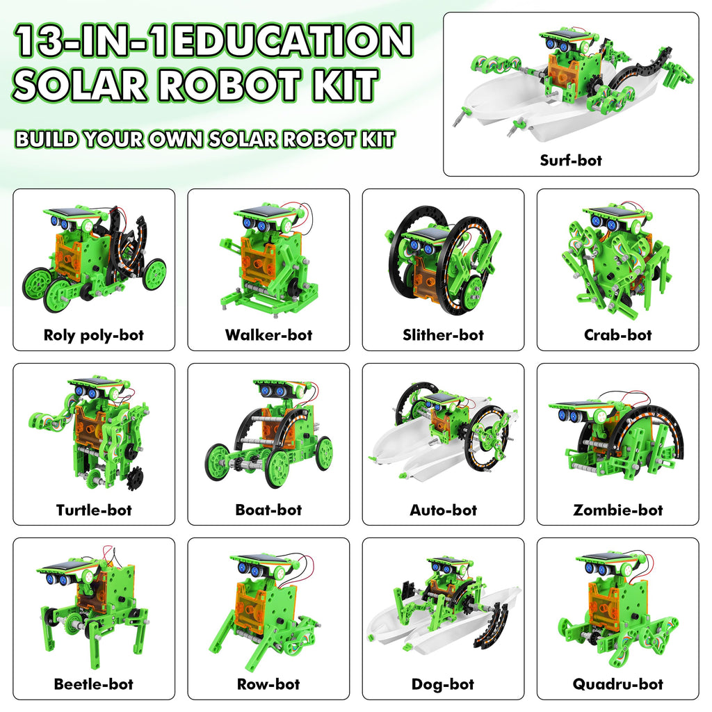Bottleboom STEM 13-in-1 Education Solar Power Robots Toys for Boys Age 8-12, Educational Toy Science Kits for Kids Experiment Robotics Set Birthday Gifts for 8 9 10 11 12 Years Old