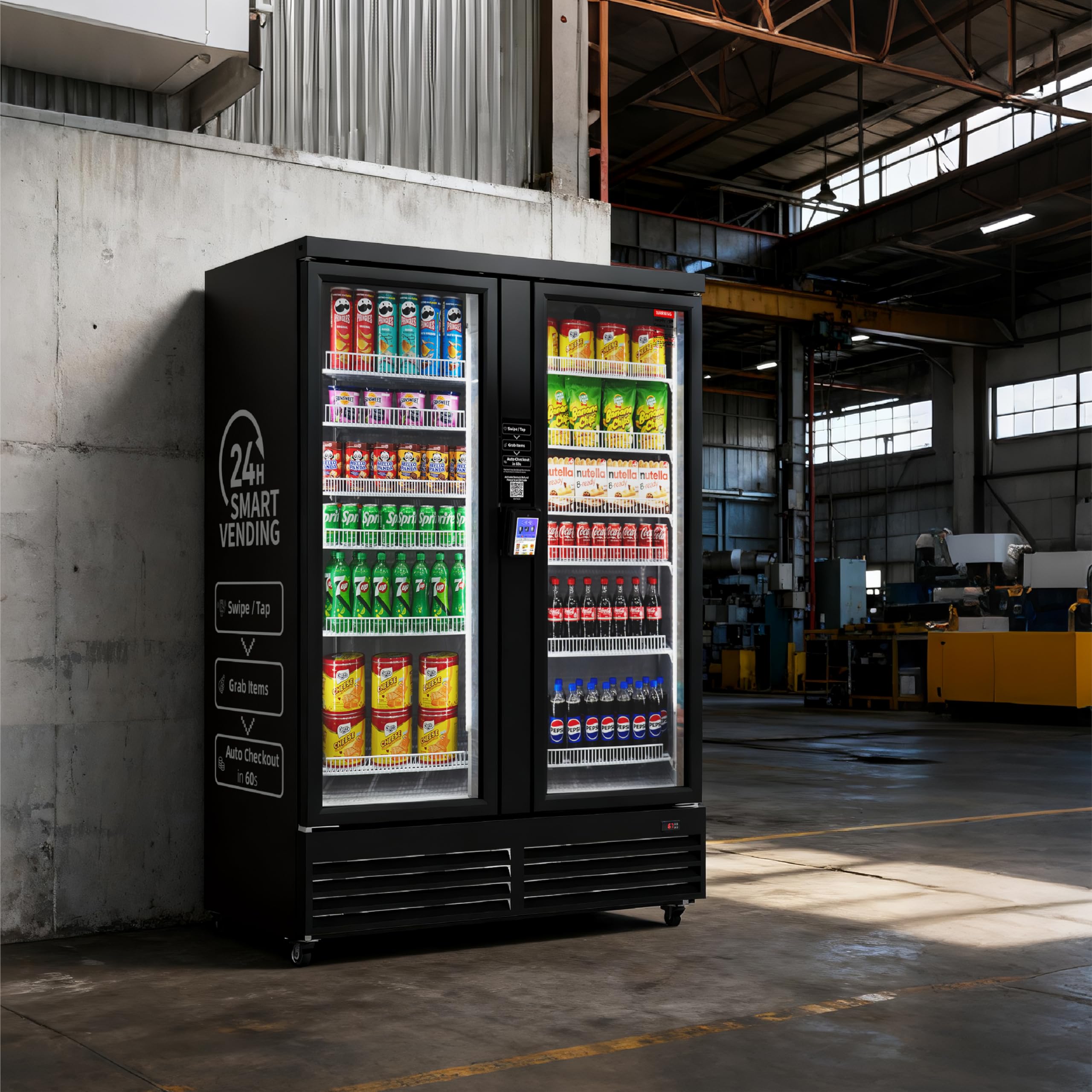 HAHA Smart AI Vending Machine for Business Contactless Grab & Go, Multi-Item Combo Vending with APP Management & Cashless Payment (Black, AI Plus)
