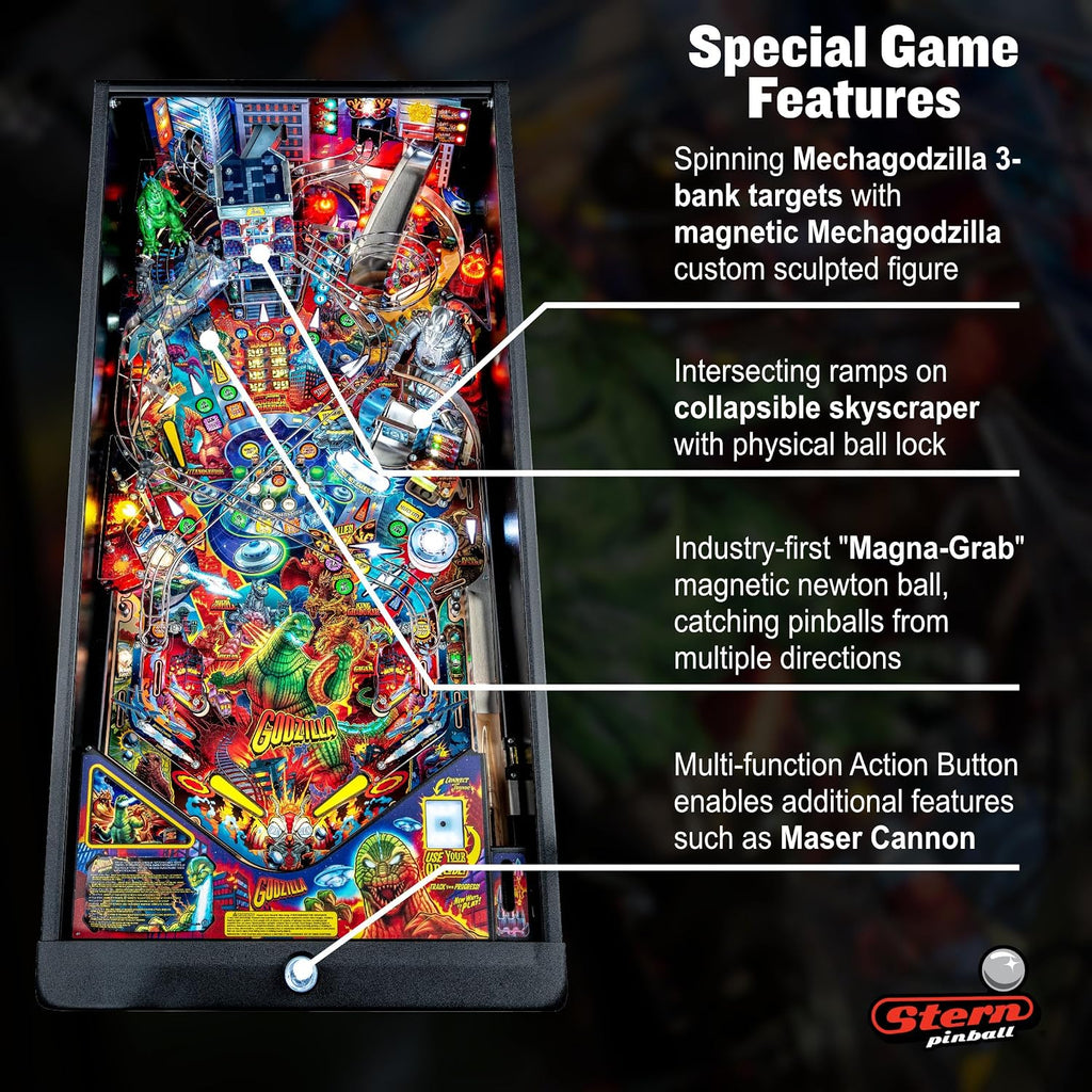 Stern Pinball Godzilla Arcade Pinball Machine with Insider Connected, Premium Edition