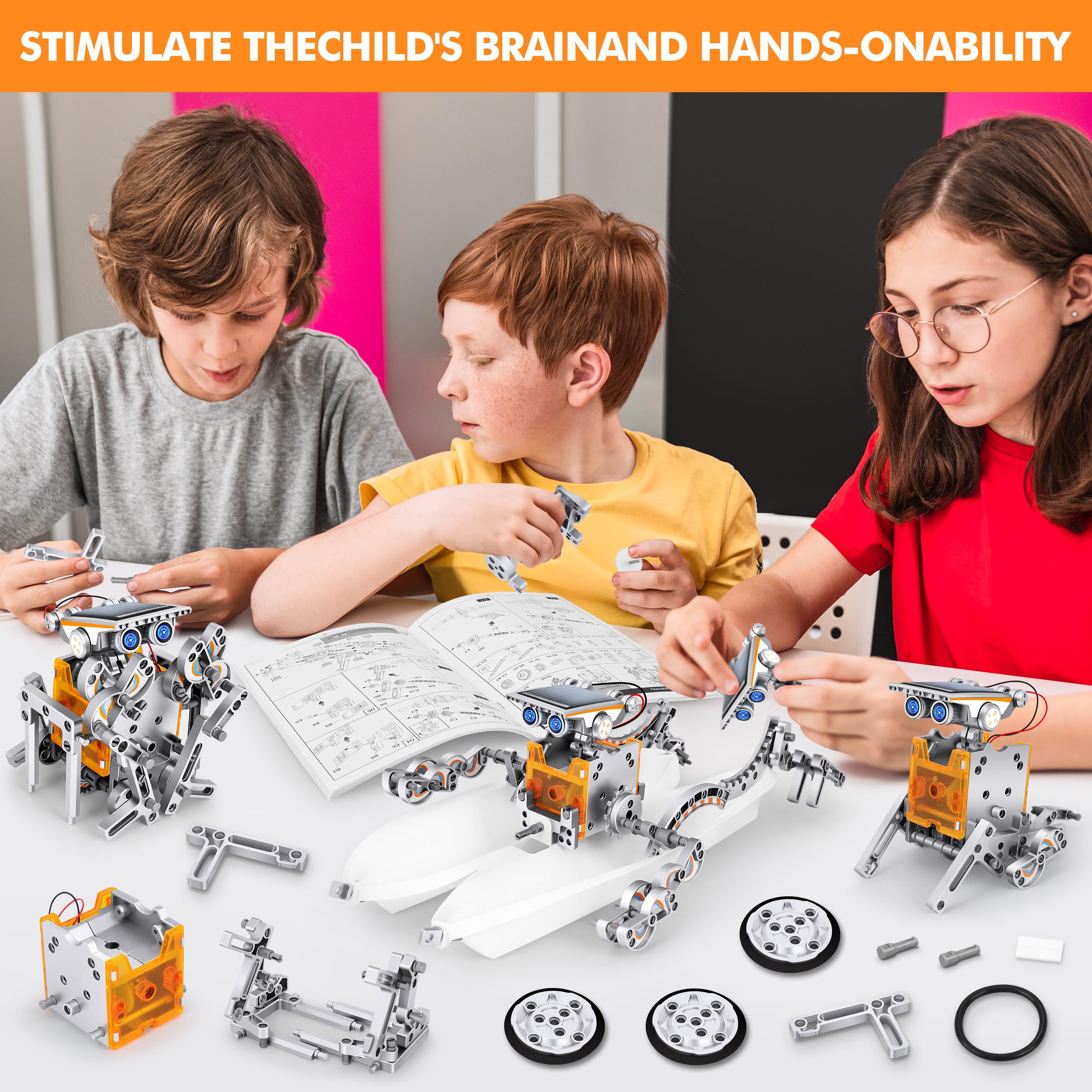 Bottleboom STEM 13-in-1 Education Solar Power Robots Toys for Boys Age 8-12, Educational Toy Science Kits for Kids Experiment Robotics Set Birthday Gifts for 8 9 10 11 12 Years Old