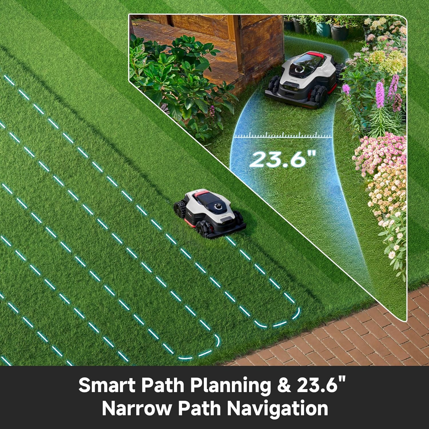 [All-Terrain Wire-Free] DREAME A3 AWD 2000 Robot Lawn Mower, 360° 3D LiDAR & AI Dual Vision Smart Robotic Mowers for 0.5 Acre, 80% Slopes & 45min Fast Charge, 1.97" Edge Trimming, 4G GPS Anti-Theft