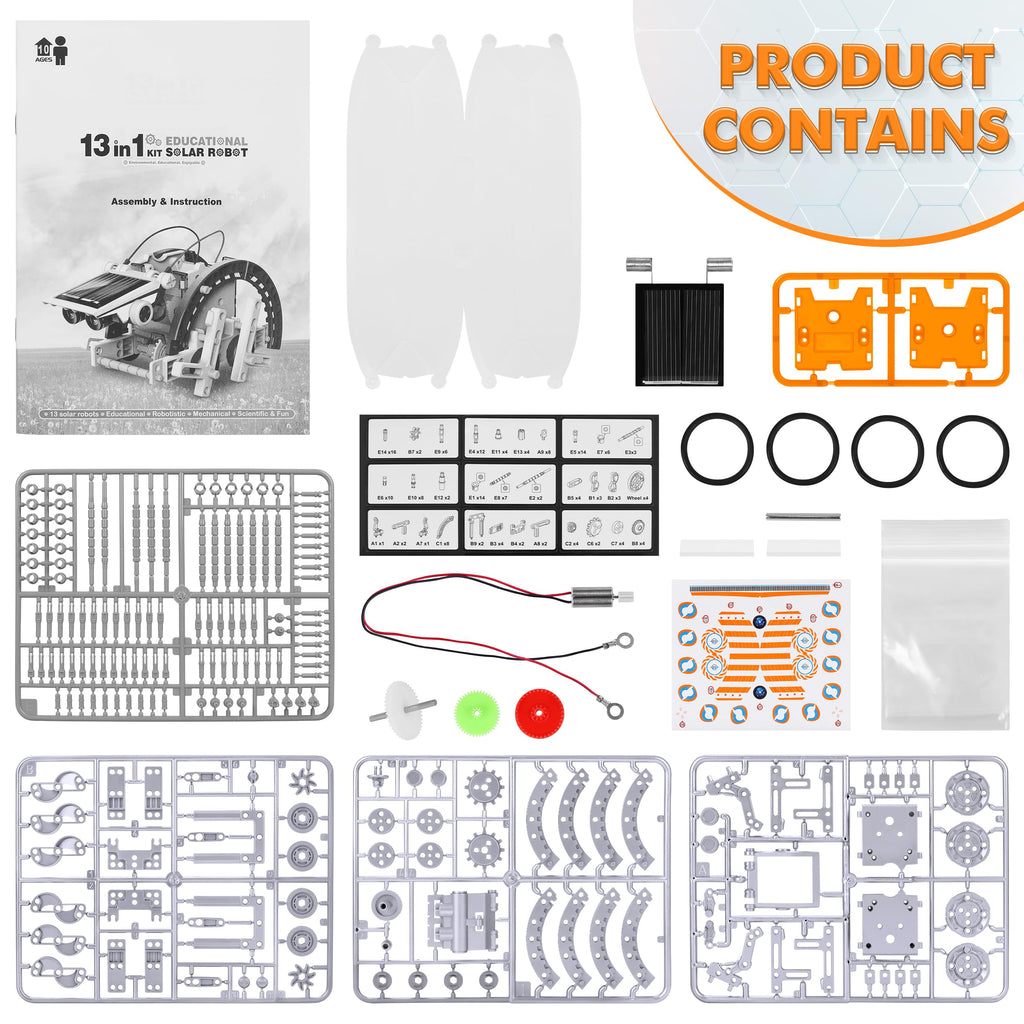 Bottleboom STEM 13-in-1 Education Solar Power Robots Toys for Boys Age 8-12, Educational Toy Science Kits for Kids Experiment Robotics Set Birthday Gifts for 8 9 10 11 12 Years Old