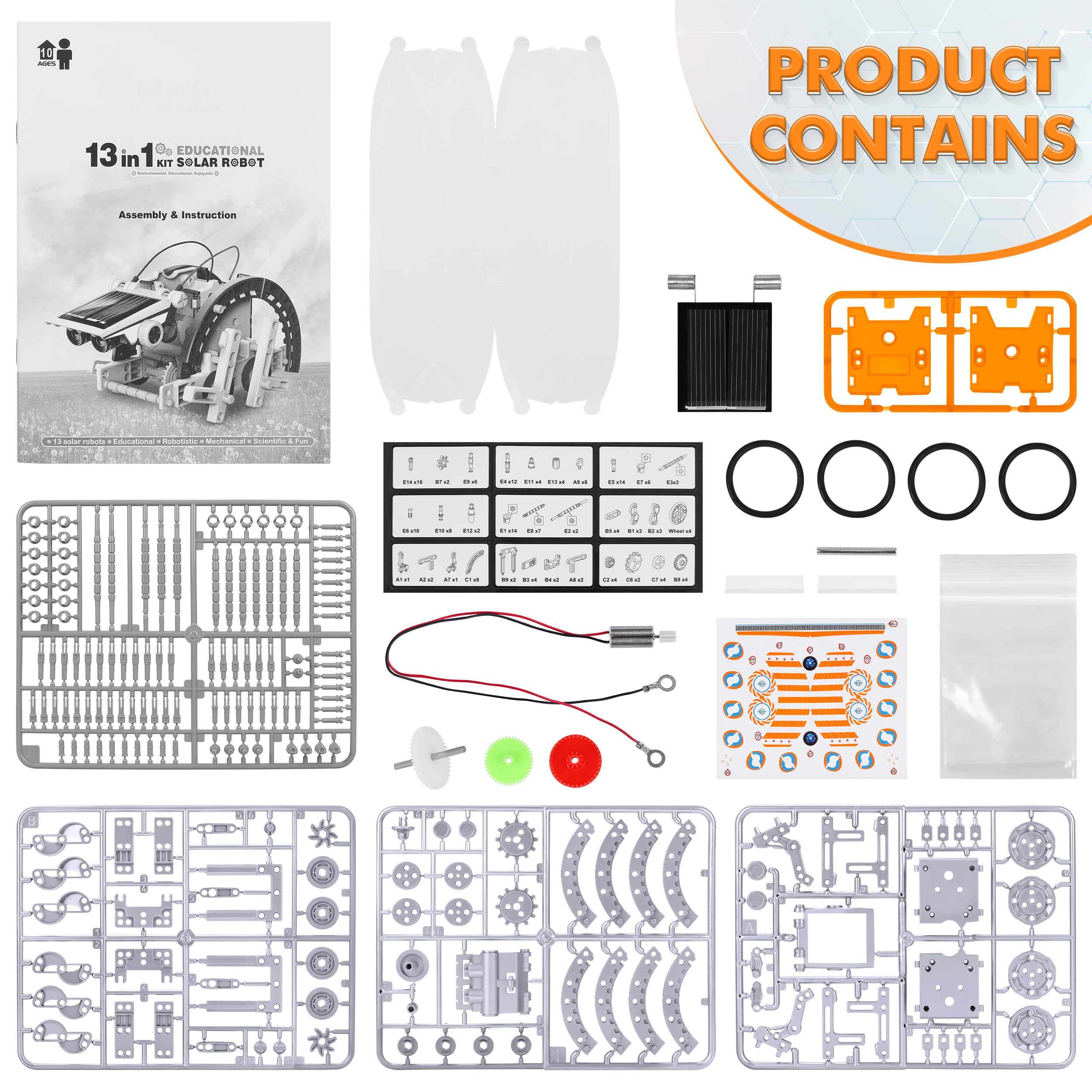 Bottleboom STEM 13-in-1 Education Solar Power Robots Toys for Boys Age 8-12, Educational Toy Science Kits for Kids Experiment Robotics Set Birthday Gifts for 8 9 10 11 12 Years Old