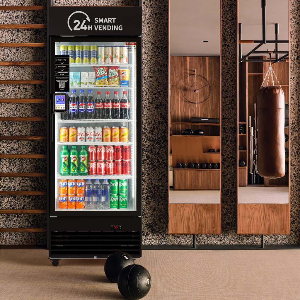 HAHA Smart AI Vending Machine for Business Contactless Grab & Go, Multi-Item Combo Vending with APP Management & Cashless Payment (Black, AI Plus)