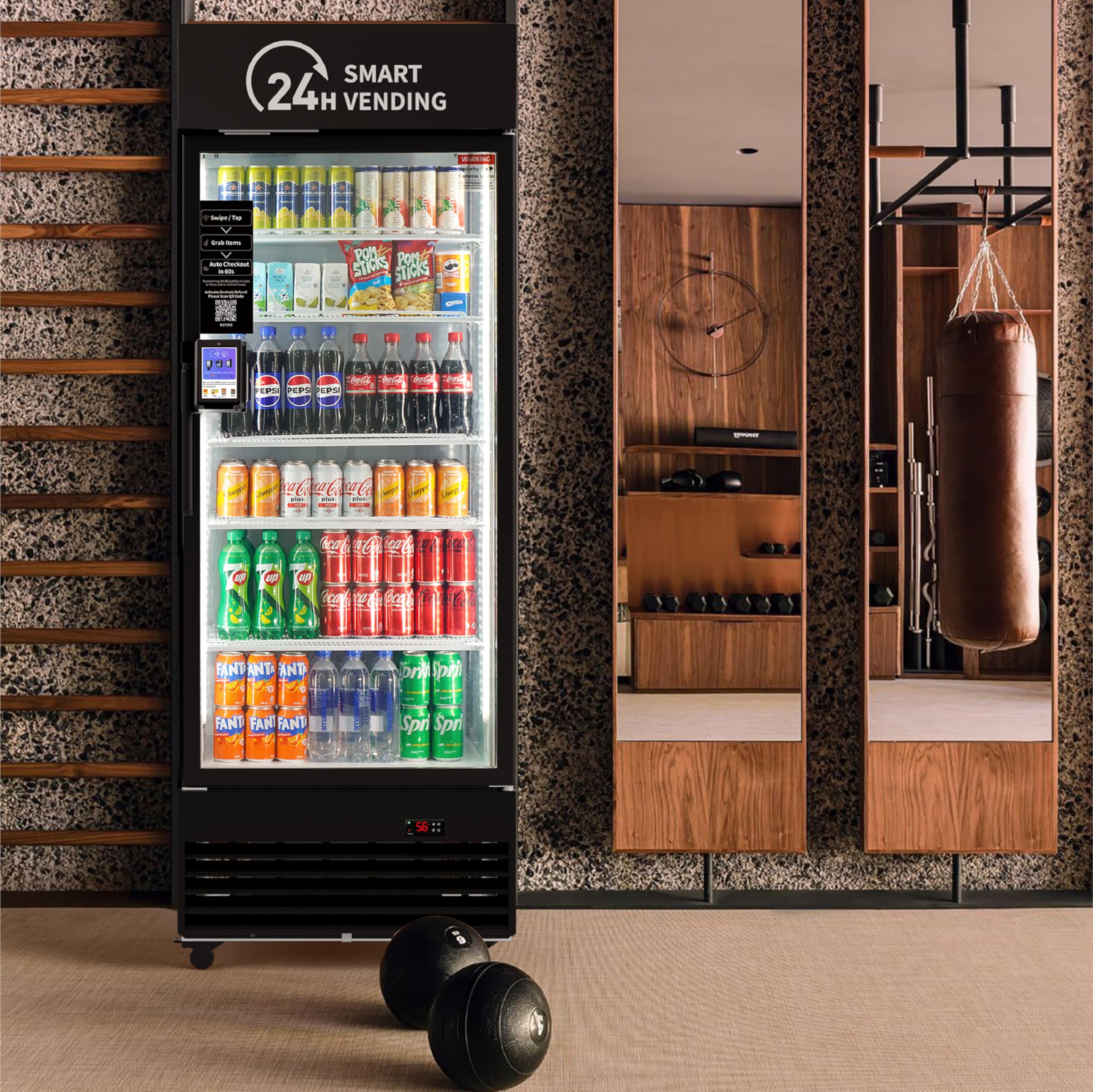 HAHA Smart AI Vending Machine for Business Contactless Grab & Go, Multi-Item Combo Vending with APP Management & Cashless Payment (Black, AI Plus)