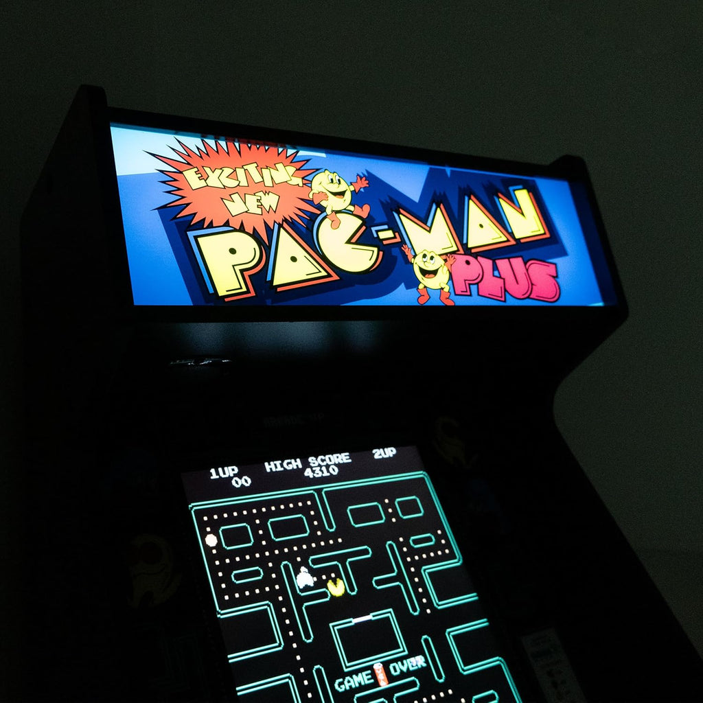Arcade1Up PAC-Man Plus Deluxe Arcade Machine - 14 Classic Games, Retro Game Console for Home, 5’ Tall Cabinet with 17-Inch Screen, Stand Up Video Game for Game Room
