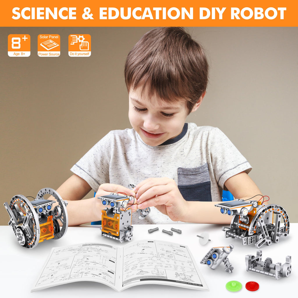 Bottleboom STEM 13-in-1 Education Solar Power Robots Toys for Boys Age 8-12, Educational Toy Science Kits for Kids Experiment Robotics Set Birthday Gifts for 8 9 10 11 12 Years Old