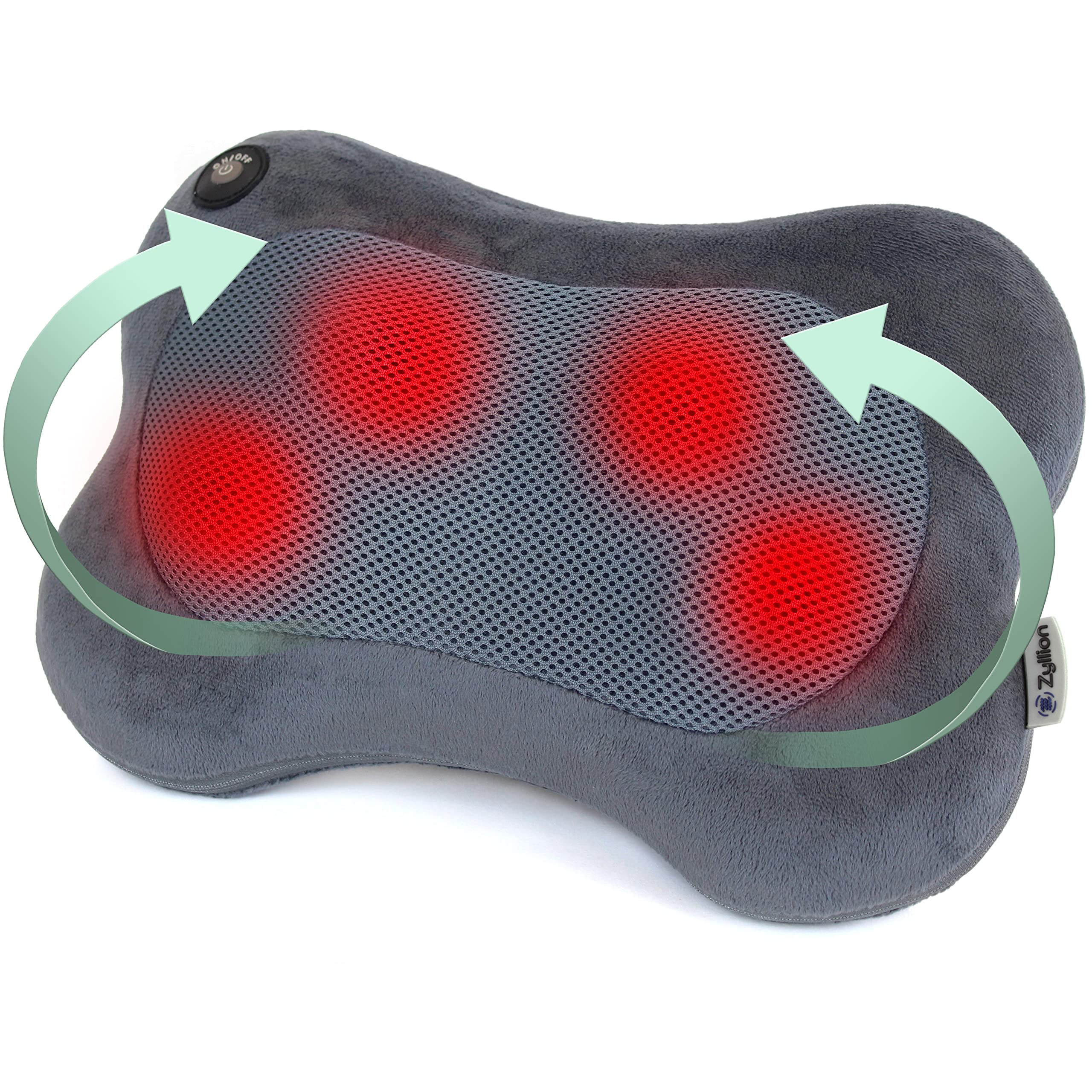 Zyllion Shiatsu Back and Neck Massager with Heat - 3D Electric Kneading Deep Tissue Massage Pillow for Muscle Pain Relief, Black, ZMA-13