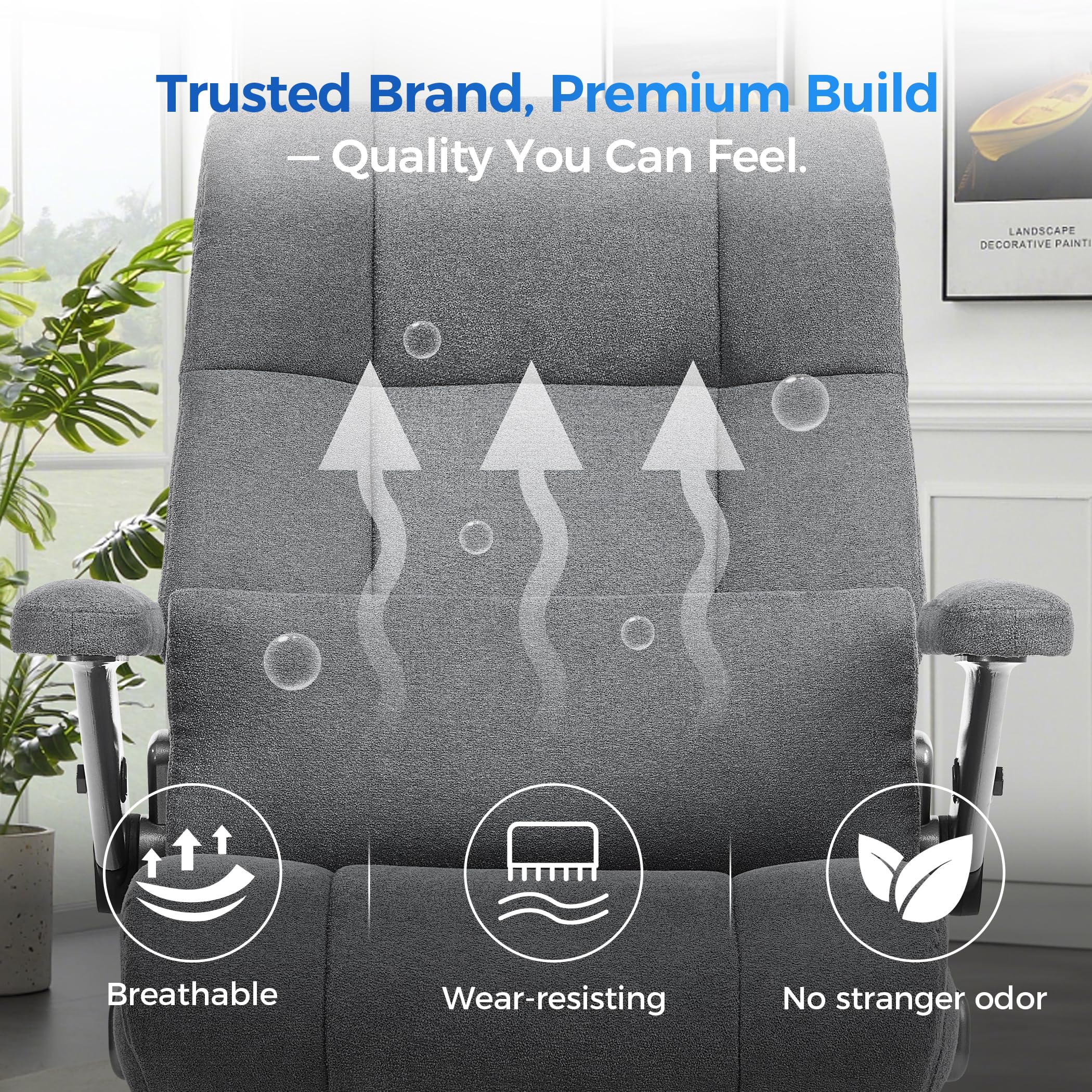 500lbs 3D Kneading Massage Office Chair with FootRest, Big and Tall Ergonomic Reclining Computer Gaming Chair, Padded Linkage Armrests, Heavy Duty Metal Base Executive Office Chair